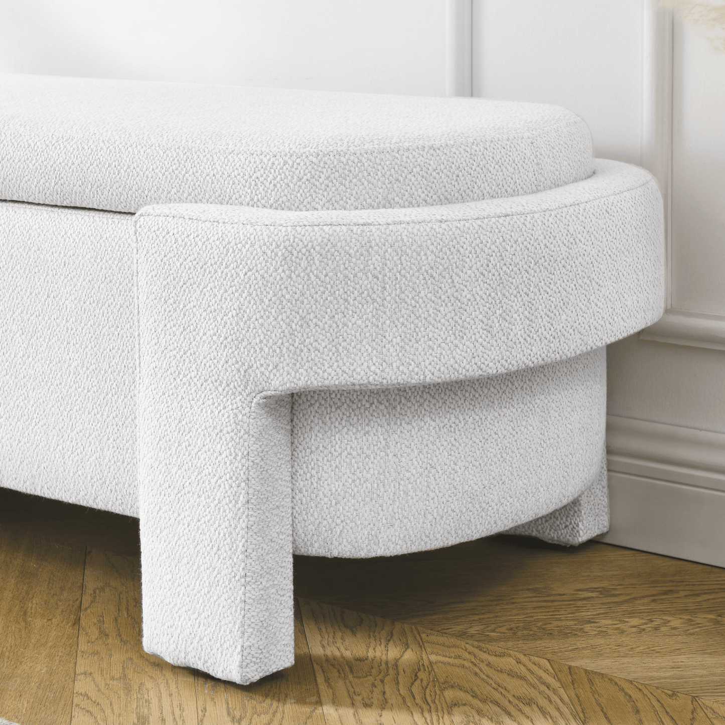 Linen Fabric Upholstered Bench with Large Storage Space - White | Elegant and Functional Furniture - CurtisJ Designs