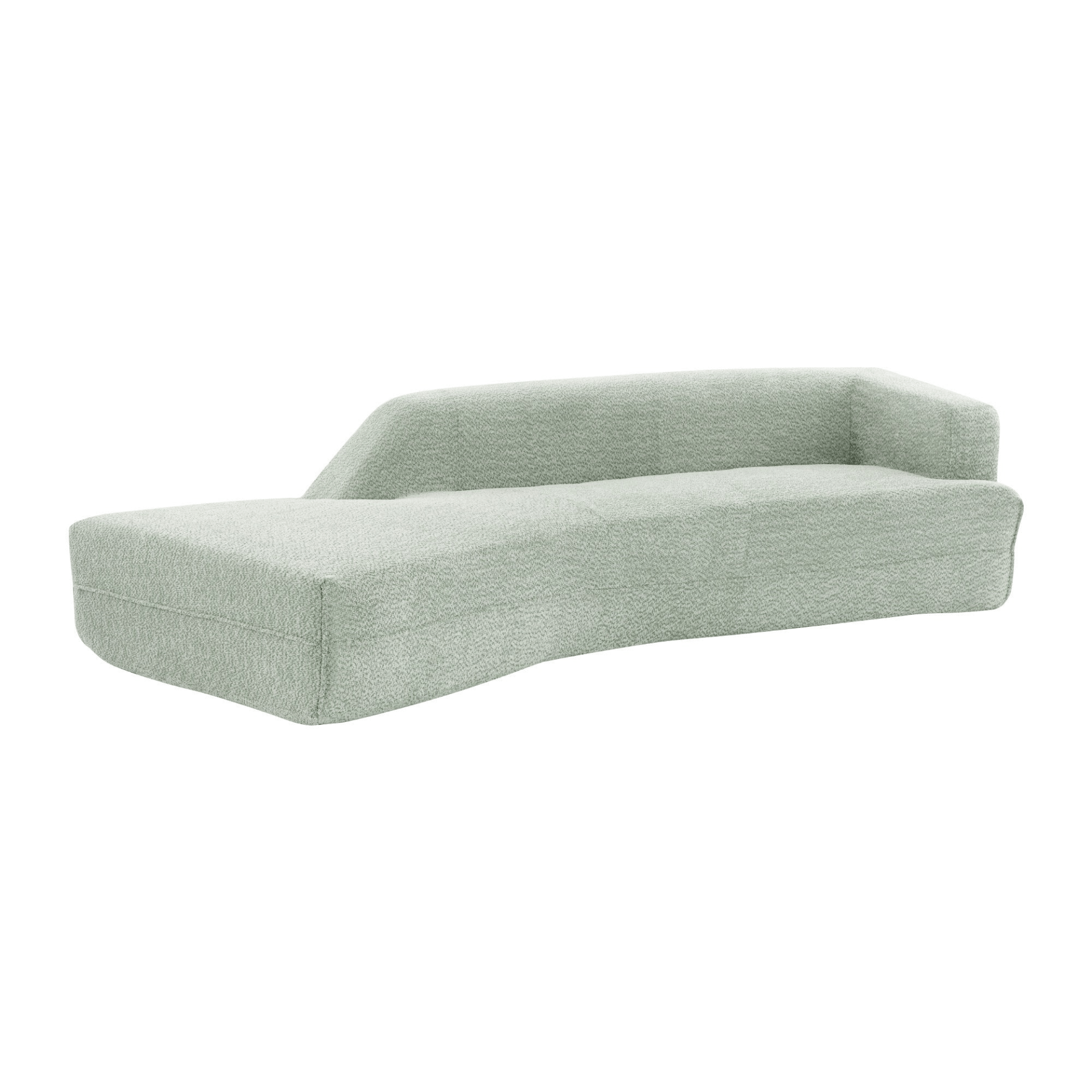 Luxurious 109.4" Curved Chaise Lounge Sofa in Green - Modern Indoor Couch with Boucle Fabric - CurtisJ Designs