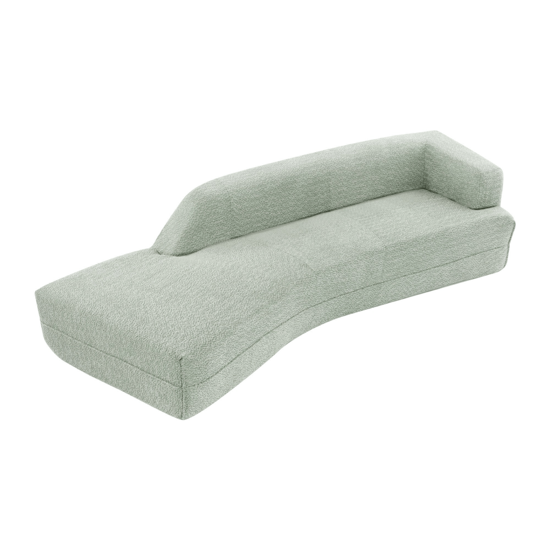 Luxurious 109.4" Curved Chaise Lounge Sofa in Green - Modern Indoor Couch with Boucle Fabric - CurtisJ Designs