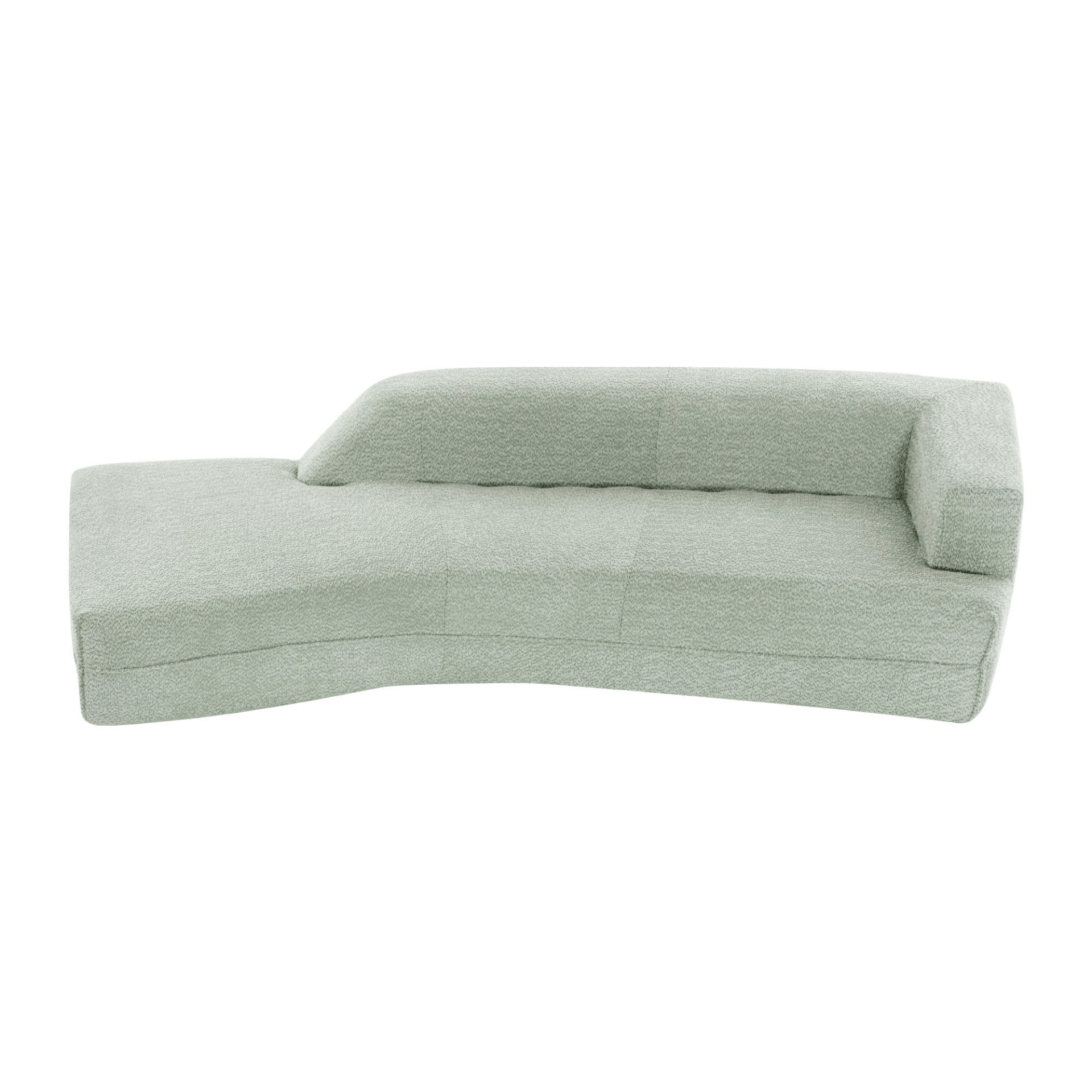 Luxurious 109.4" Curved Chaise Lounge Sofa in Green - Modern Indoor Couch with Boucle Fabric - CurtisJ Designs