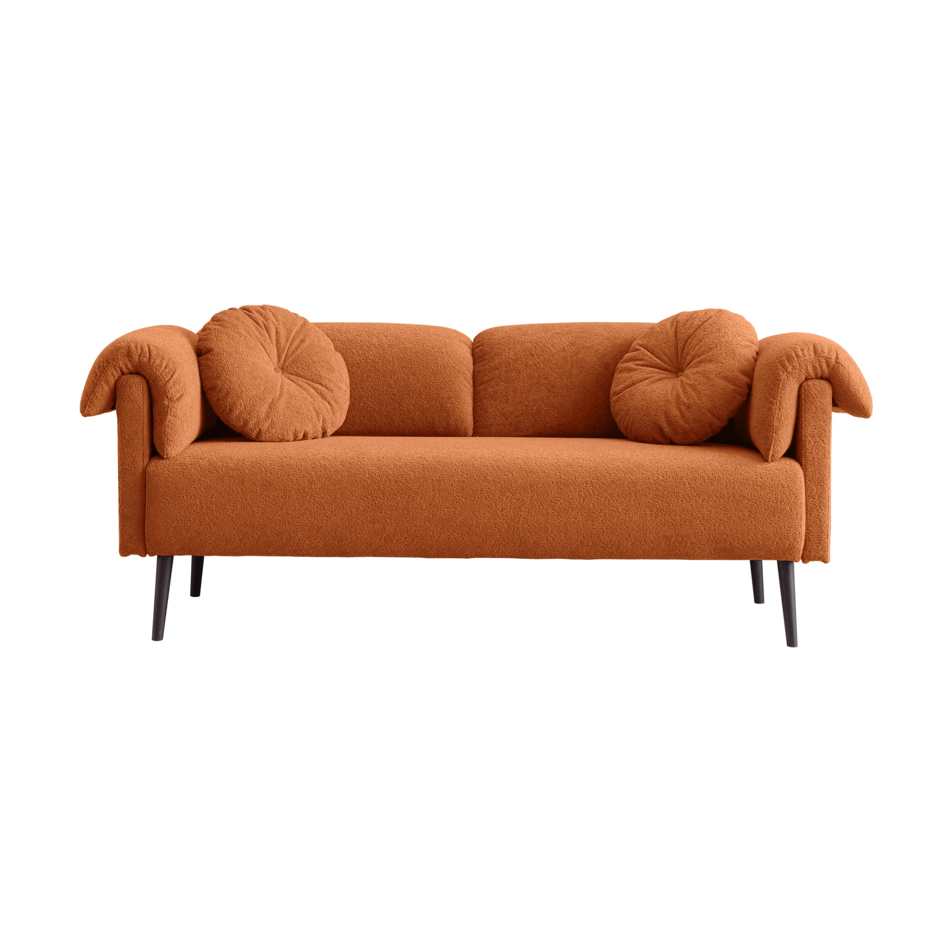 Luxurious 68.5" Modern Lamb Wool Sofa with Decorative Throw Pillows for Small Spaces - Cozy & Stylish - CurtisJ Designs