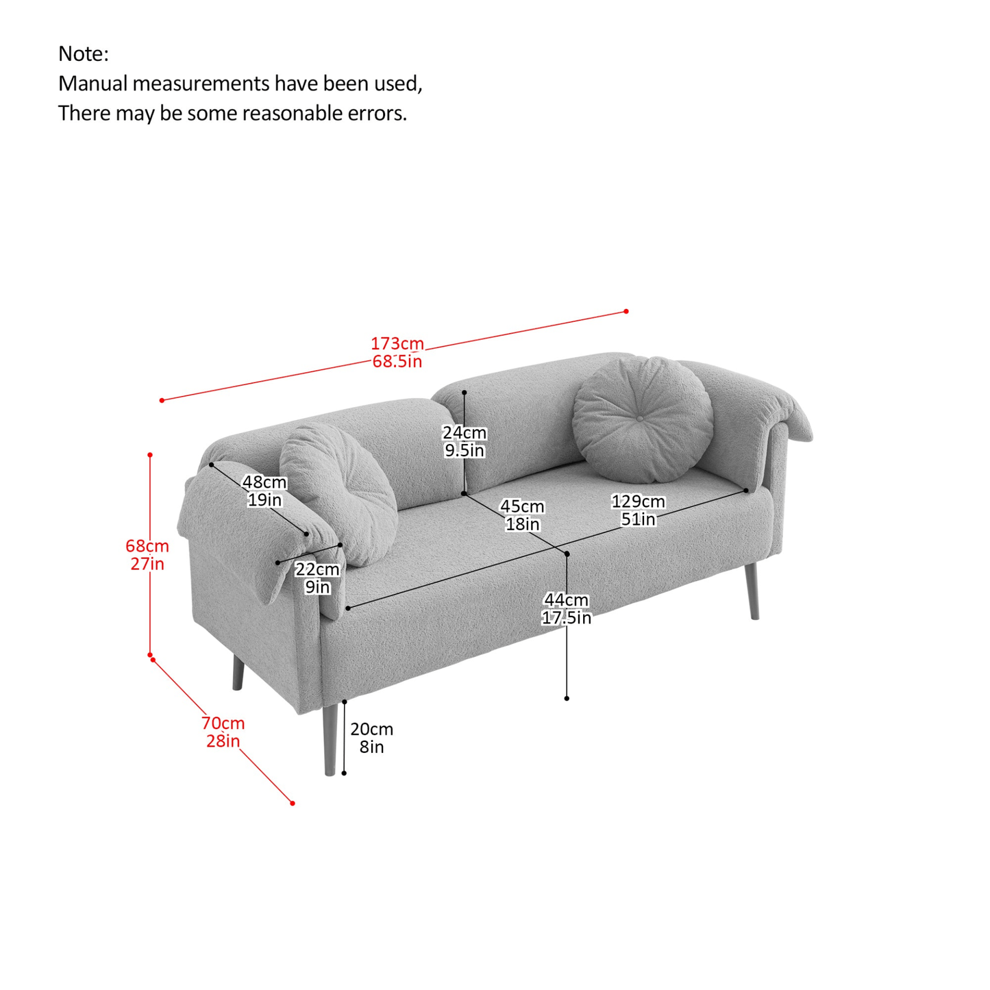 Luxurious 68.5" Modern Lamb Wool Sofa with Decorative Throw Pillows for Small Spaces - Cozy & Stylish - CurtisJ Designs