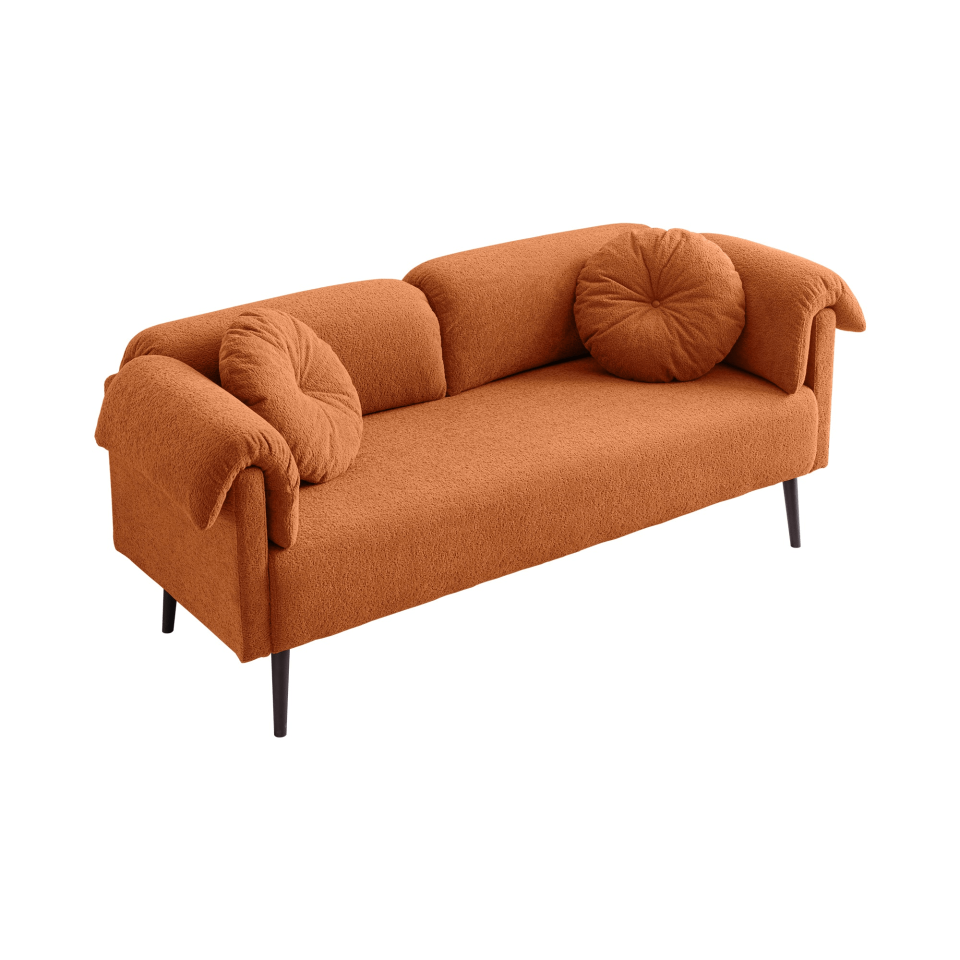 Luxurious 68.5" Modern Lamb Wool Sofa with Decorative Throw Pillows for Small Spaces - Cozy & Stylish - CurtisJ Designs