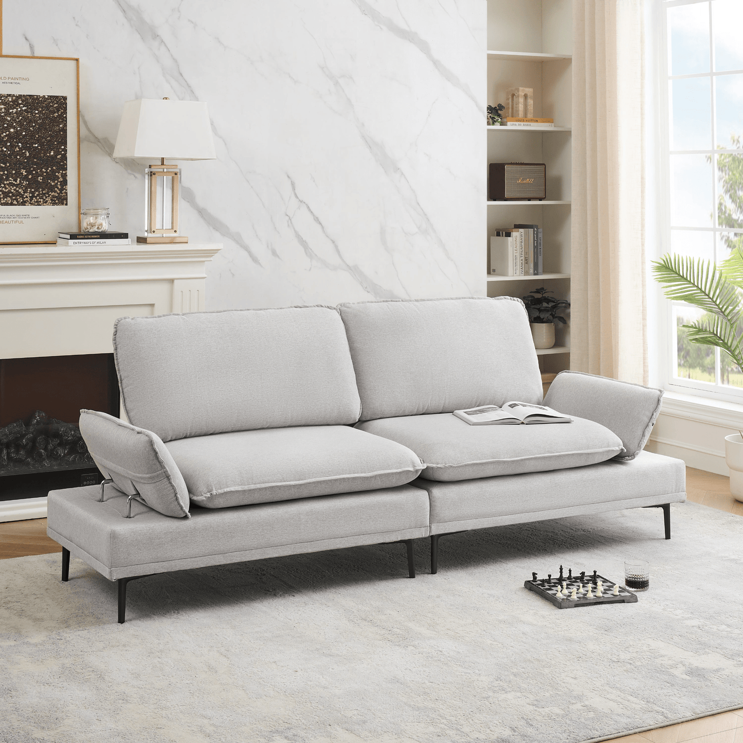 Luxurious 89 - Inch Wide Cotton and Linen Sofa - Light Grey | Perfect for Office, Apartment, and Living Room Decor - CurtisJ Designs