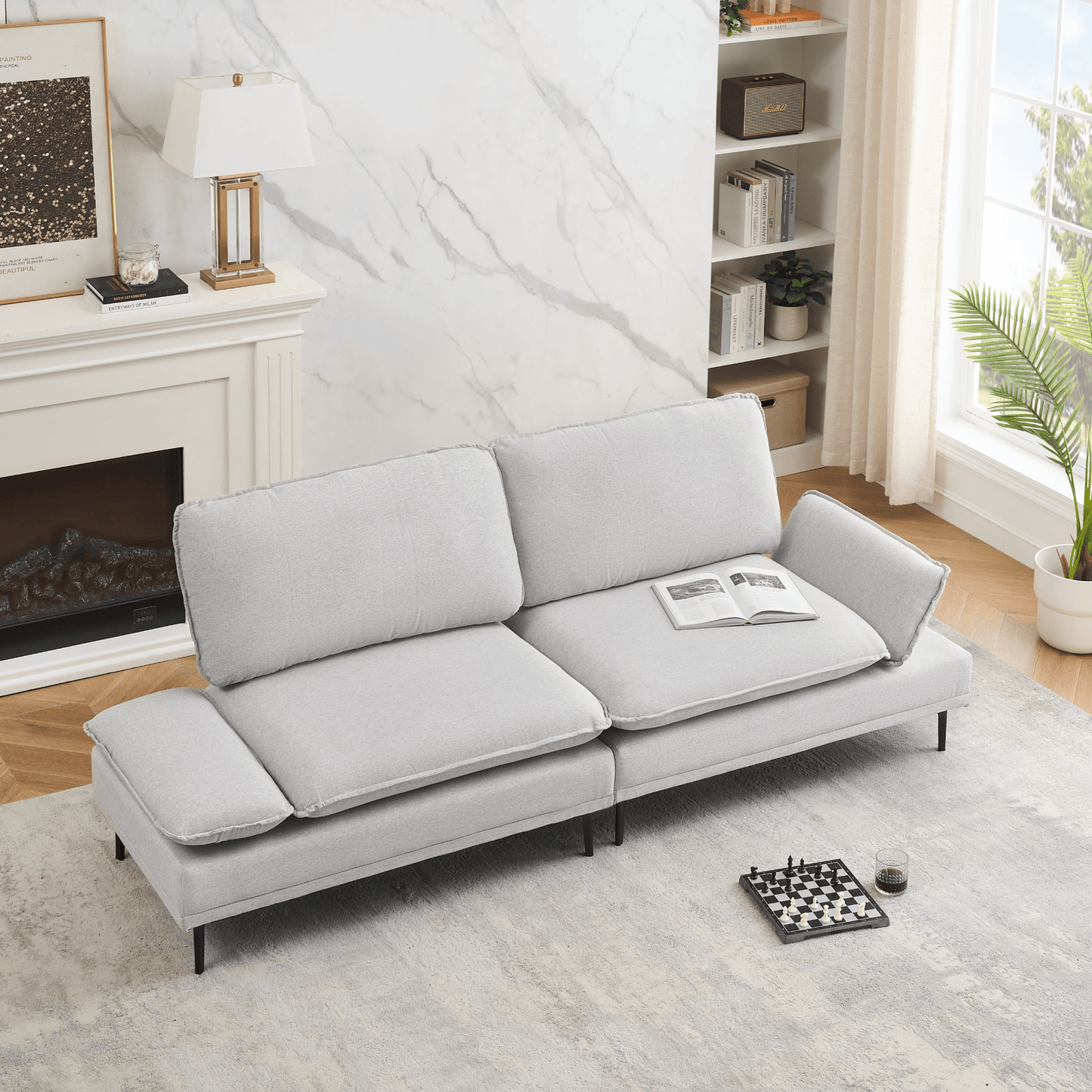 Luxurious 89 - Inch Wide Cotton and Linen Sofa - Light Grey | Perfect for Office, Apartment, and Living Room Decor - CurtisJ Designs