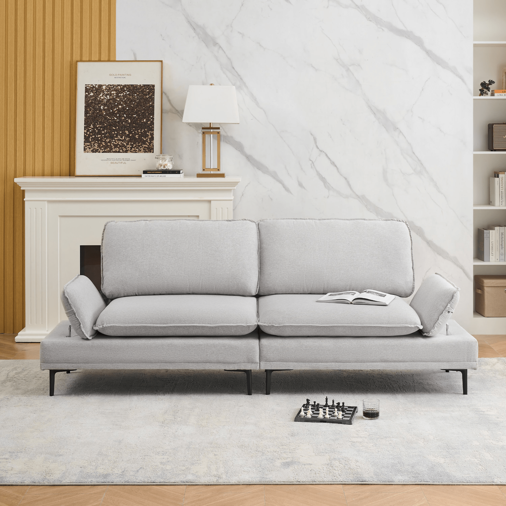 Luxurious 89 - Inch Wide Cotton and Linen Sofa - Light Grey | Perfect for Office, Apartment, and Living Room Decor - CurtisJ Designs