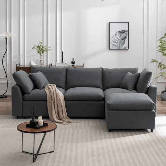 Luxurious Down Filled Upholstery Convertible Sectional Sofa - Reversible L Shaped Couch for Living Room Comfort - CurtisJ Designs