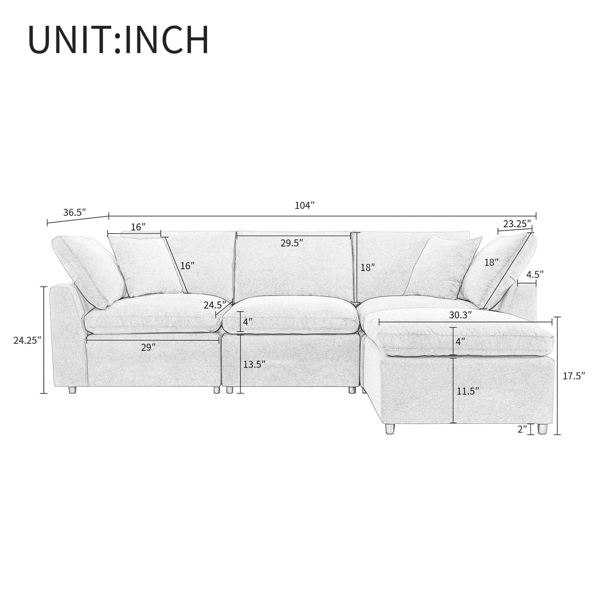 Luxurious Down Filled Upholstery Convertible Sectional Sofa - Reversible L Shaped Couch for Living Room Comfort - CurtisJ Designs