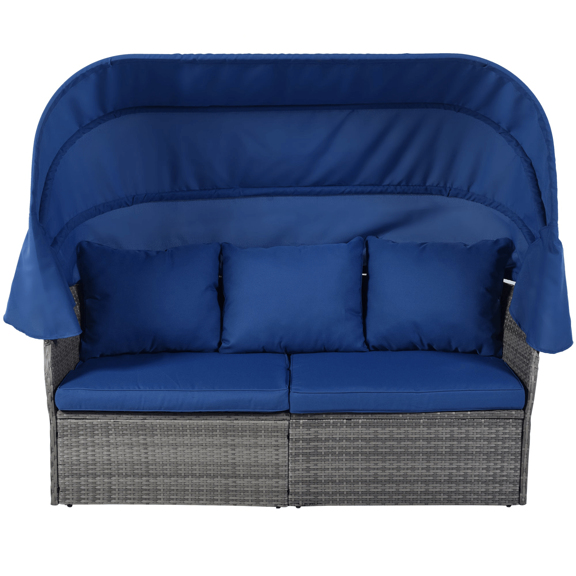 Luxurious Outdoor Patio Furniture Set Daybed Sunbed with Retractable Canopy - Stylish Wicker Conversation Set - CurtisJ Designs