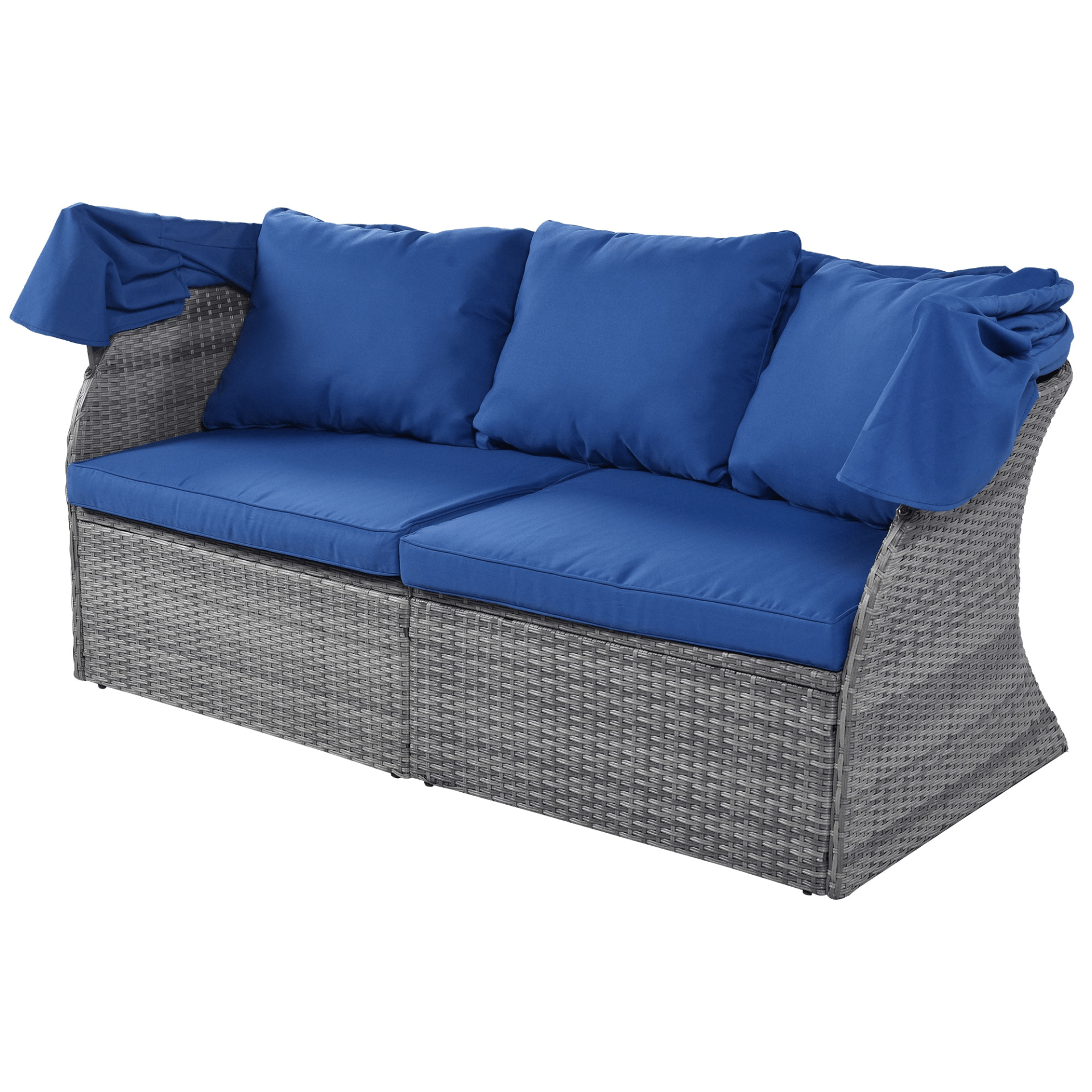 Luxurious Outdoor Patio Furniture Set Daybed Sunbed with Retractable Canopy - Stylish Wicker Conversation Set - CurtisJ Designs