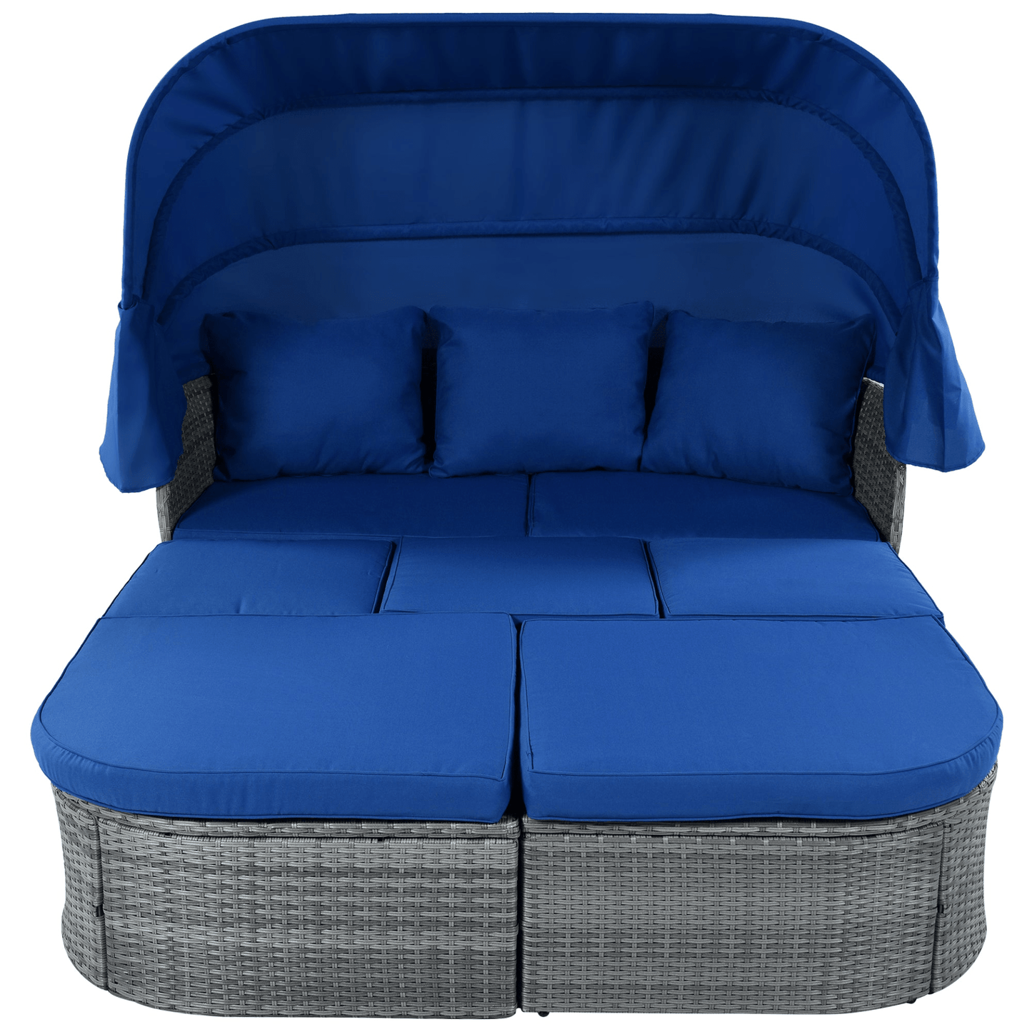 Luxurious Outdoor Patio Furniture Set Daybed Sunbed with Retractable Canopy - Stylish Wicker Conversation Set - CurtisJ Designs