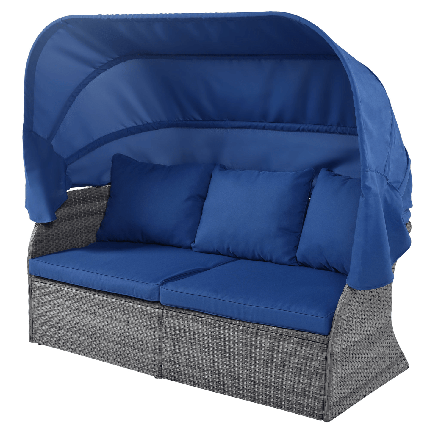 Luxurious Outdoor Patio Furniture Set Daybed Sunbed with Retractable Canopy - Stylish Wicker Conversation Set - CurtisJ Designs