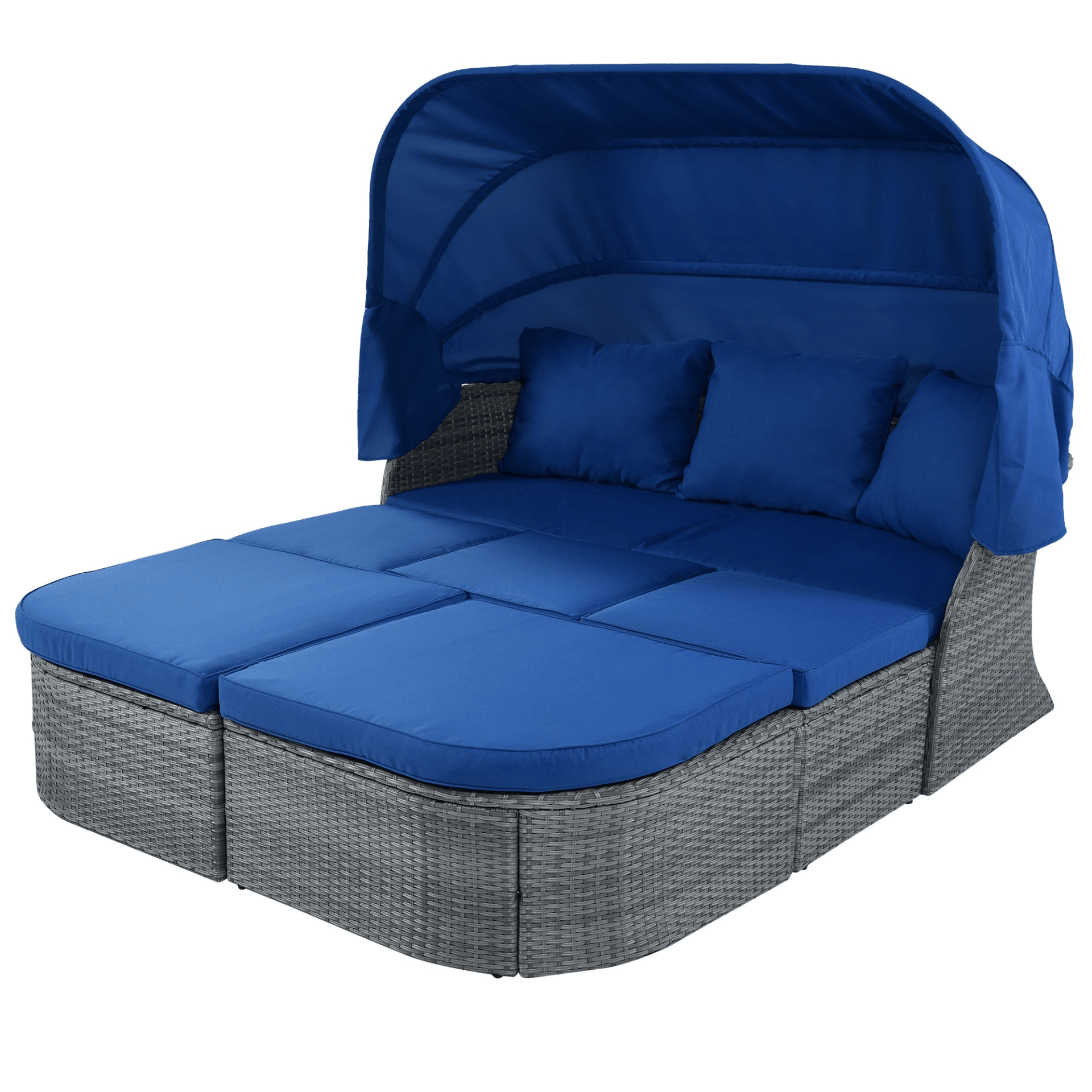 Luxurious Outdoor Patio Furniture Set Daybed Sunbed with Retractable Canopy - Stylish Wicker Conversation Set - CurtisJ Designs