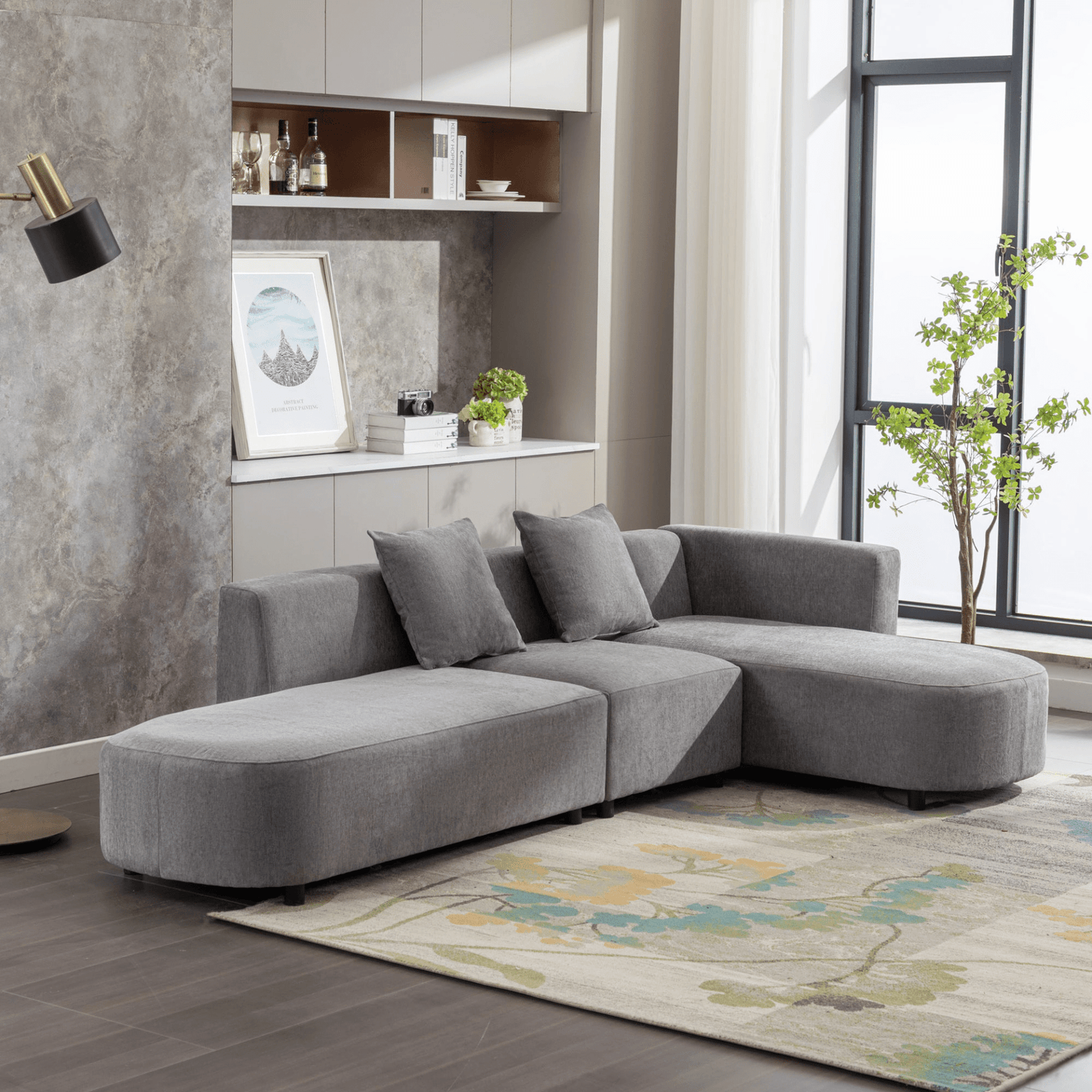 Luxury Modern Style Living Room Upholstery Sofa - Chenille Upholstery, Solid Wood Frame - CurtisJ Designs