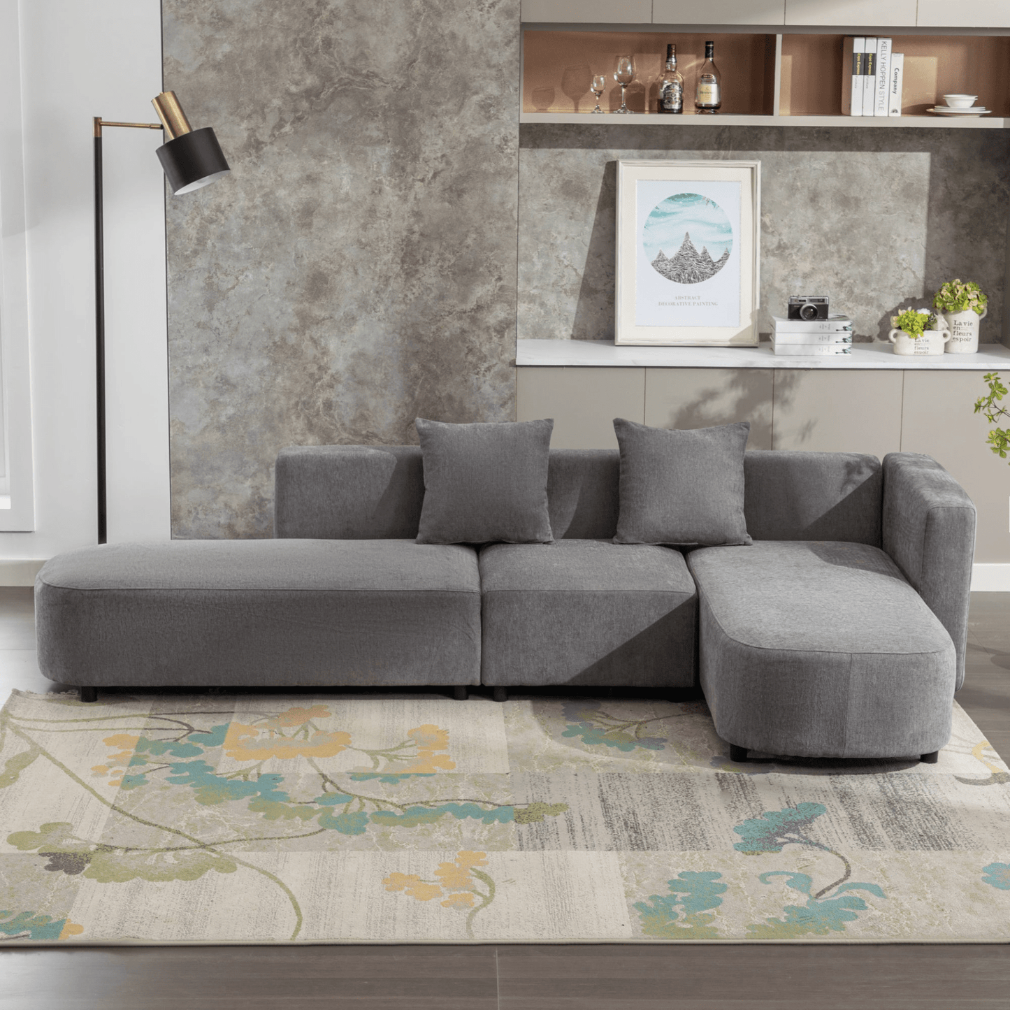 Luxury Modern Style Living Room Upholstery Sofa - Chenille Upholstery, Solid Wood Frame - CurtisJ Designs