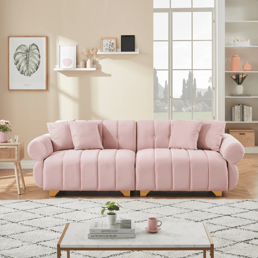 Luxury Modern Velvet Sofa Set - 89 - Inch, Spring - Wrapped Cushions, Metal Feet, & Throw Pillows - CurtisJ Designs