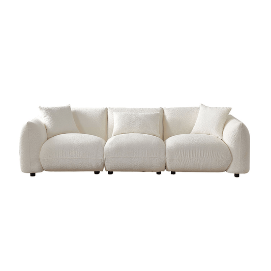 Mid Century Modern Couch 3 - Seater Sofa for Livingroom, Beige - CurtisJ Designs