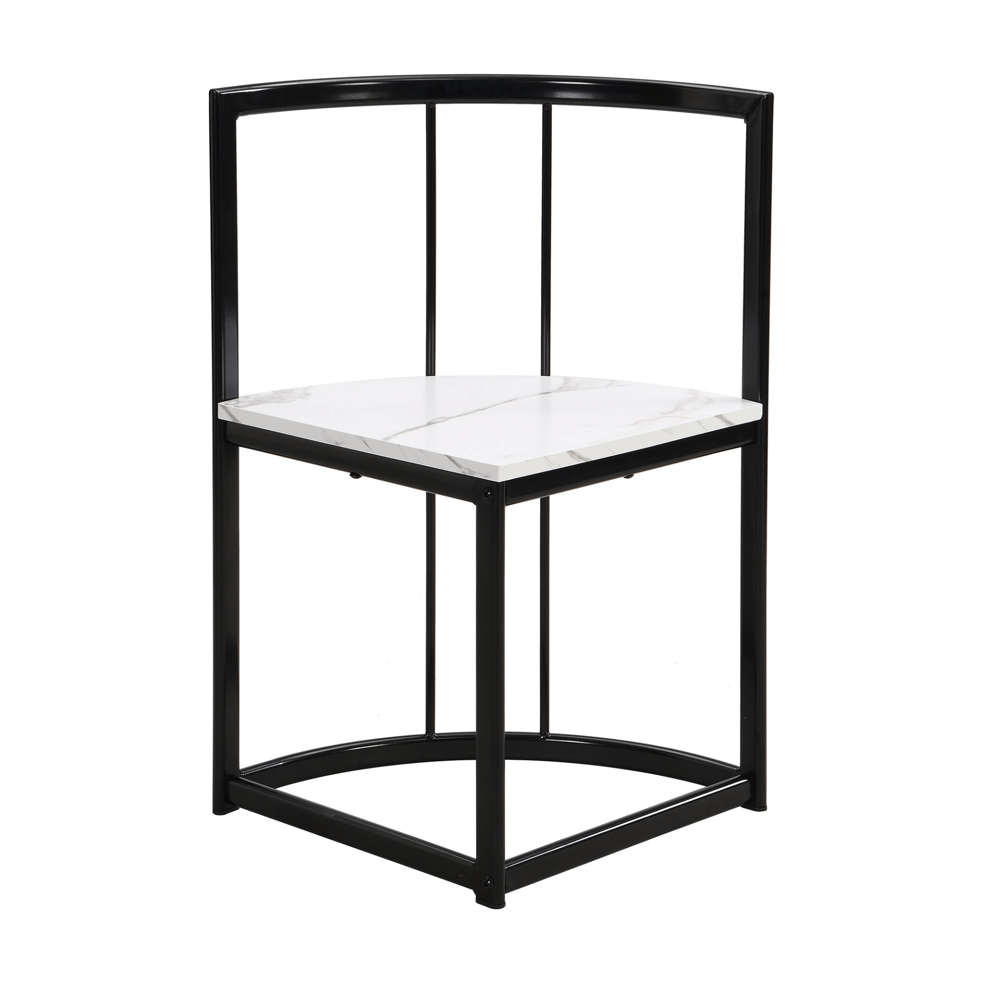 Modern 7 - Piece Dining Table Set with Faux Marble Compact 55 - Inch Kitchen Table Set for 6, Black+White - CurtisJ Designs