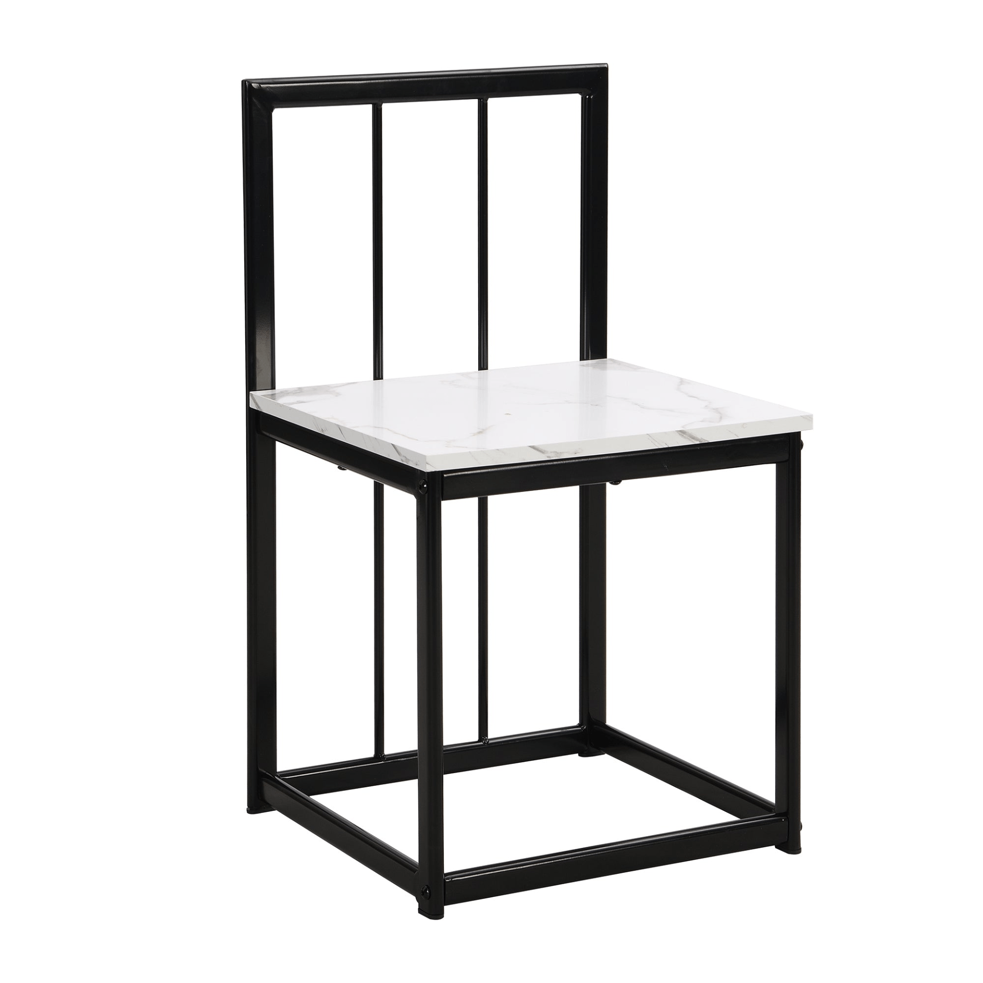 Modern 7 - Piece Dining Table Set with Faux Marble Compact 55 - Inch Kitchen Table Set for 6, Black+White - CurtisJ Designs