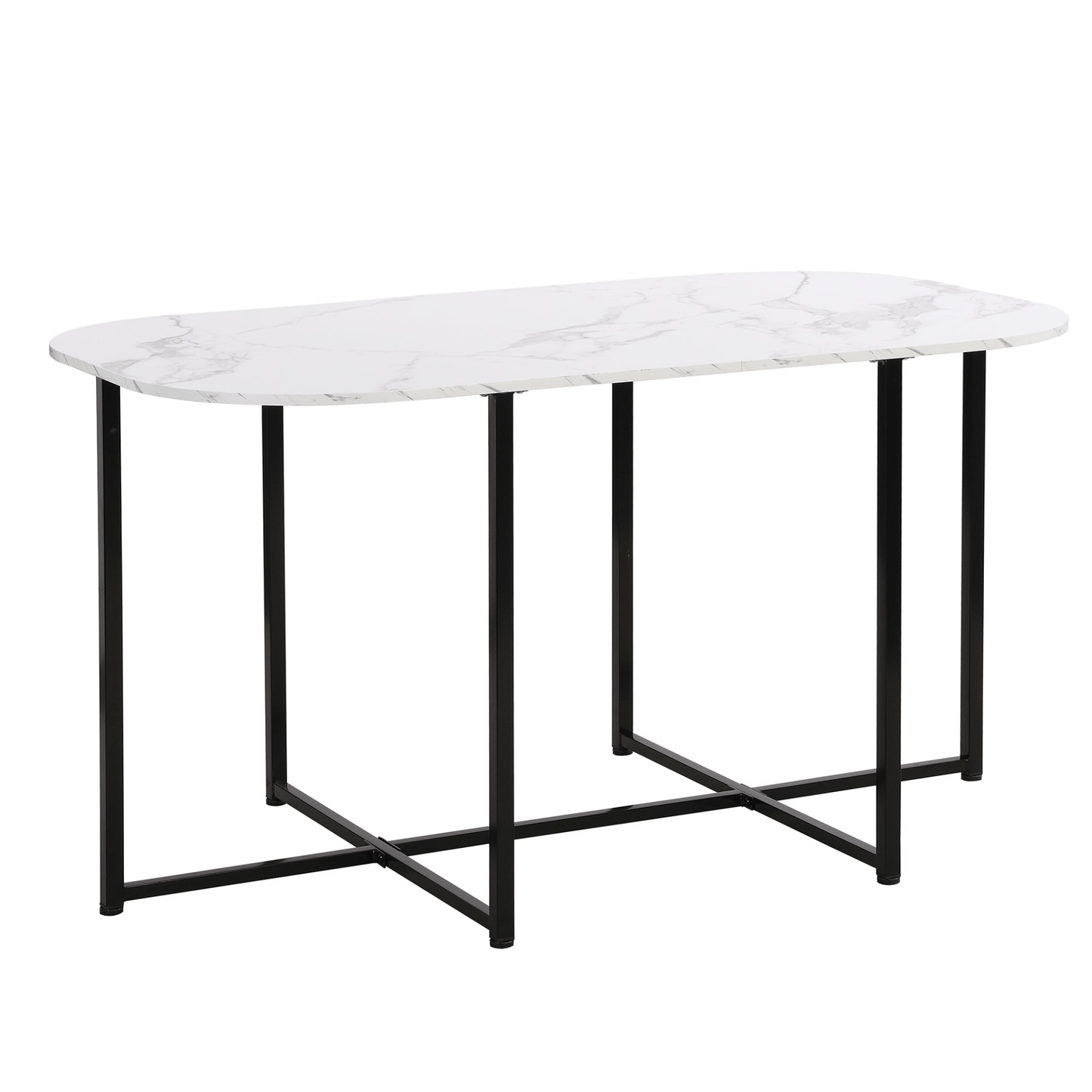 Modern 7 - Piece Dining Table Set with Faux Marble Compact 55 - Inch Kitchen Table Set for 6, Black+White - CurtisJ Designs