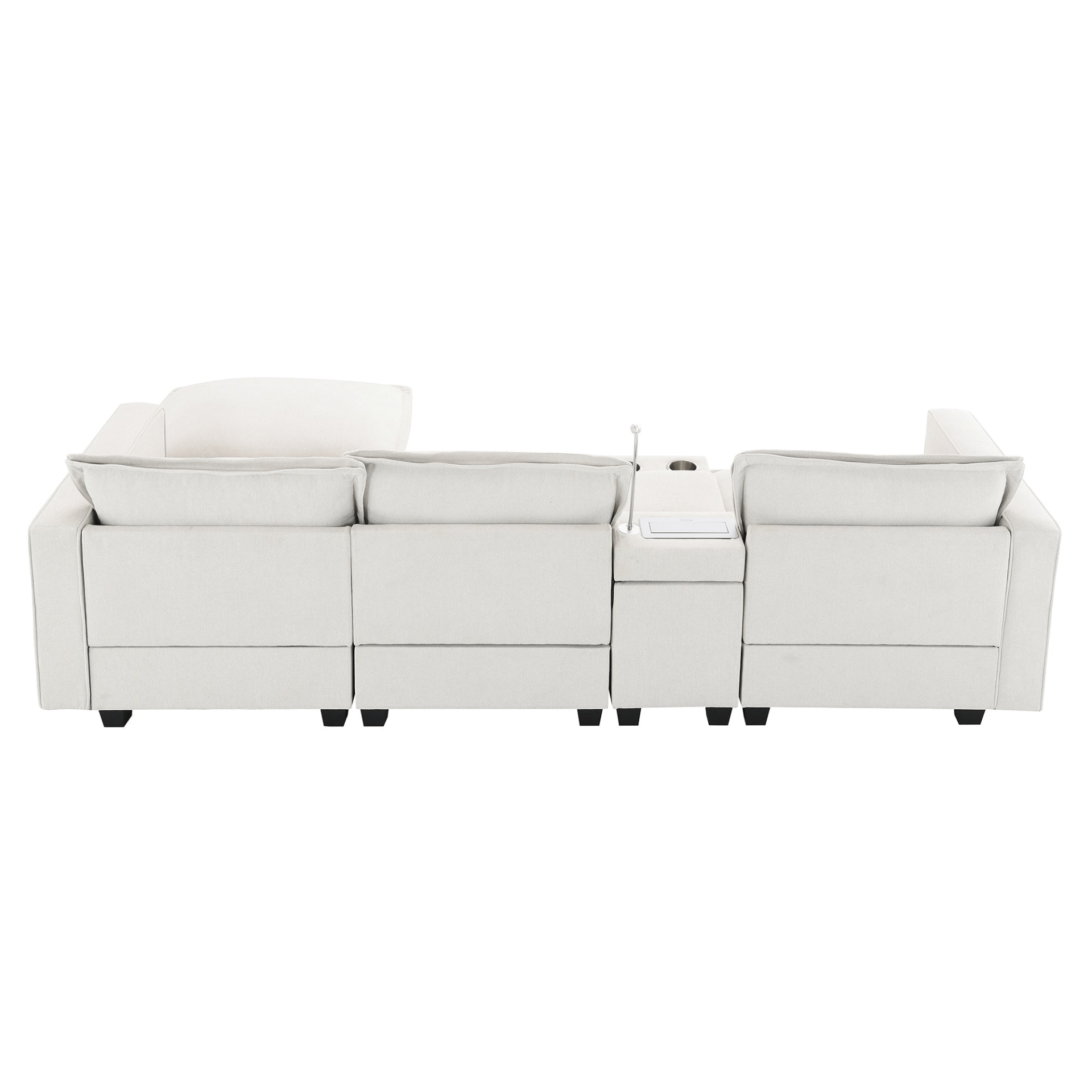 Modern Cloud Sectional Sofa with USB Charging, Reading Light & Console - 4 Seat Chenille Modular Couch with Cup Holder & Storage - Perfect for Living Room or Apartment - Available in 2 Colors - CurtisJ Designs