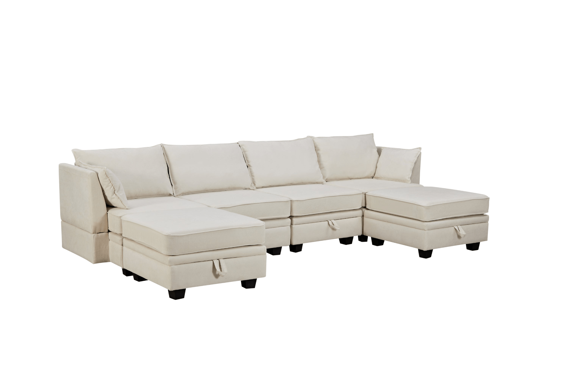 Modern Large U - Shape Modular Sectional Sofa with Convertible Sofa Bed and Reversible Chaise - CurtisJ Designs