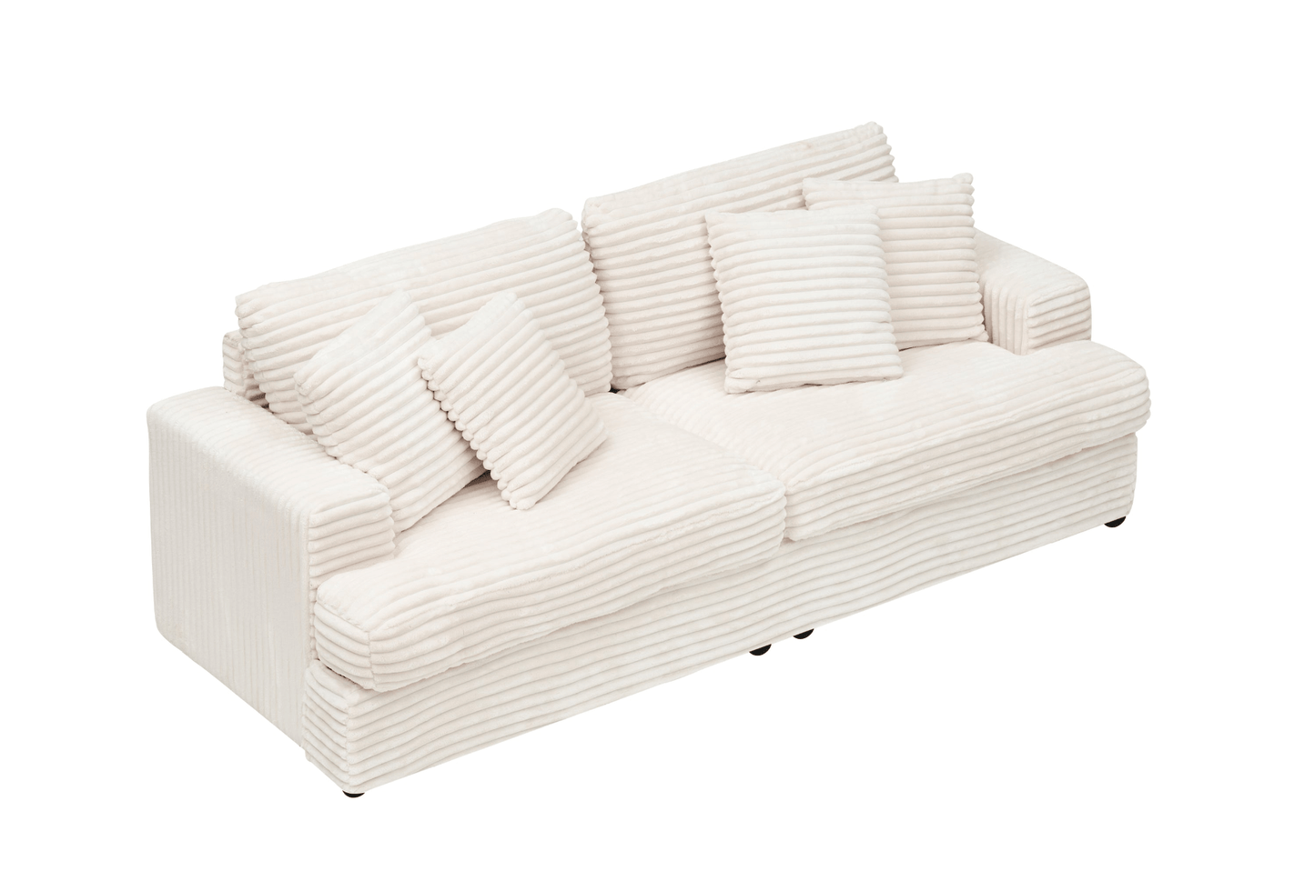 Modern White Corduroy Sofa - 79.3" with 4 Toss Pillows, Sleek Design, Comfortable 3 Seater Couch for Living Room - CurtisJ Designs