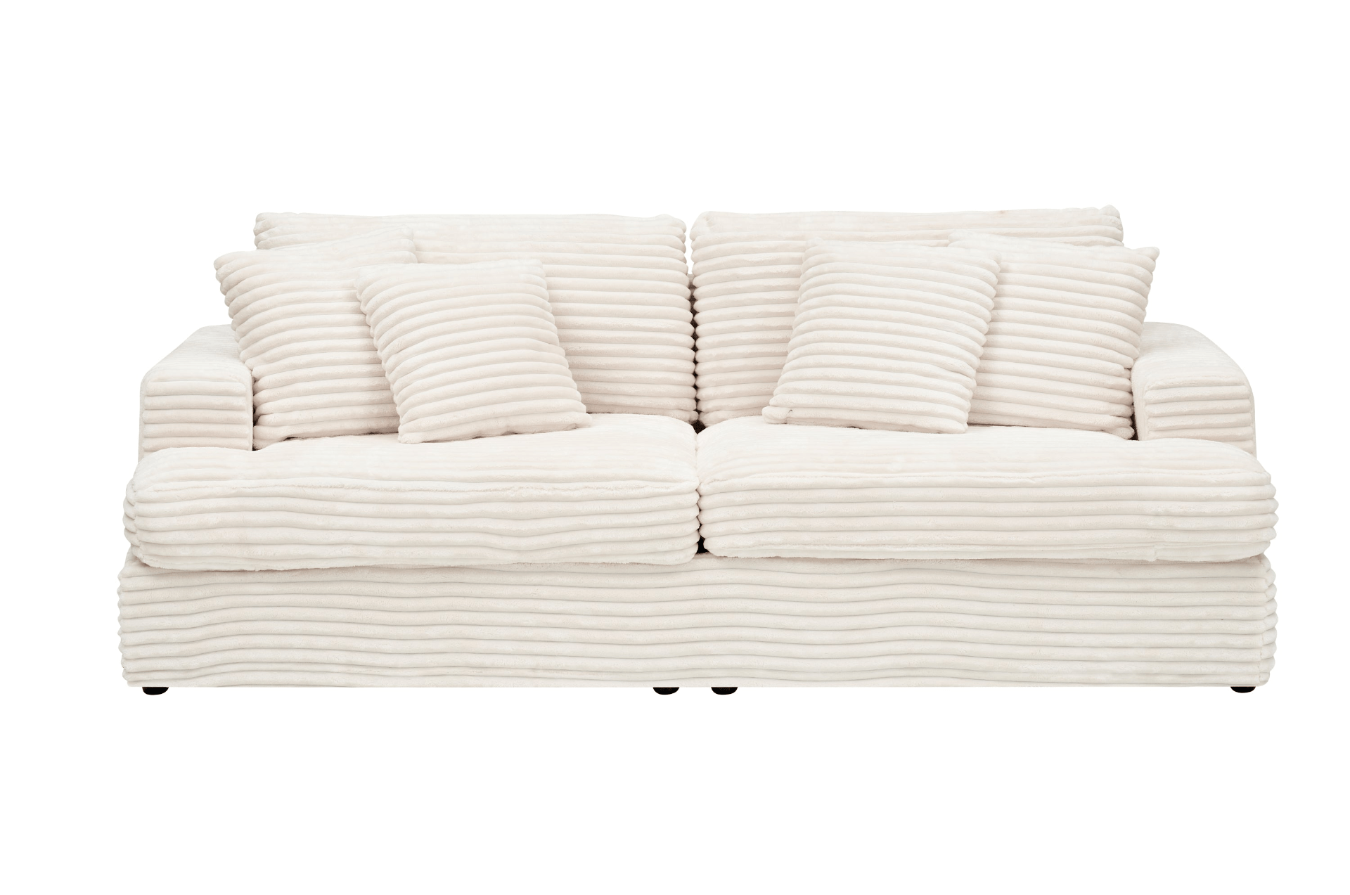 Modern White Corduroy Sofa - 79.3" with 4 Toss Pillows, Sleek Design, Comfortable 3 Seater Couch for Living Room - CurtisJ Designs