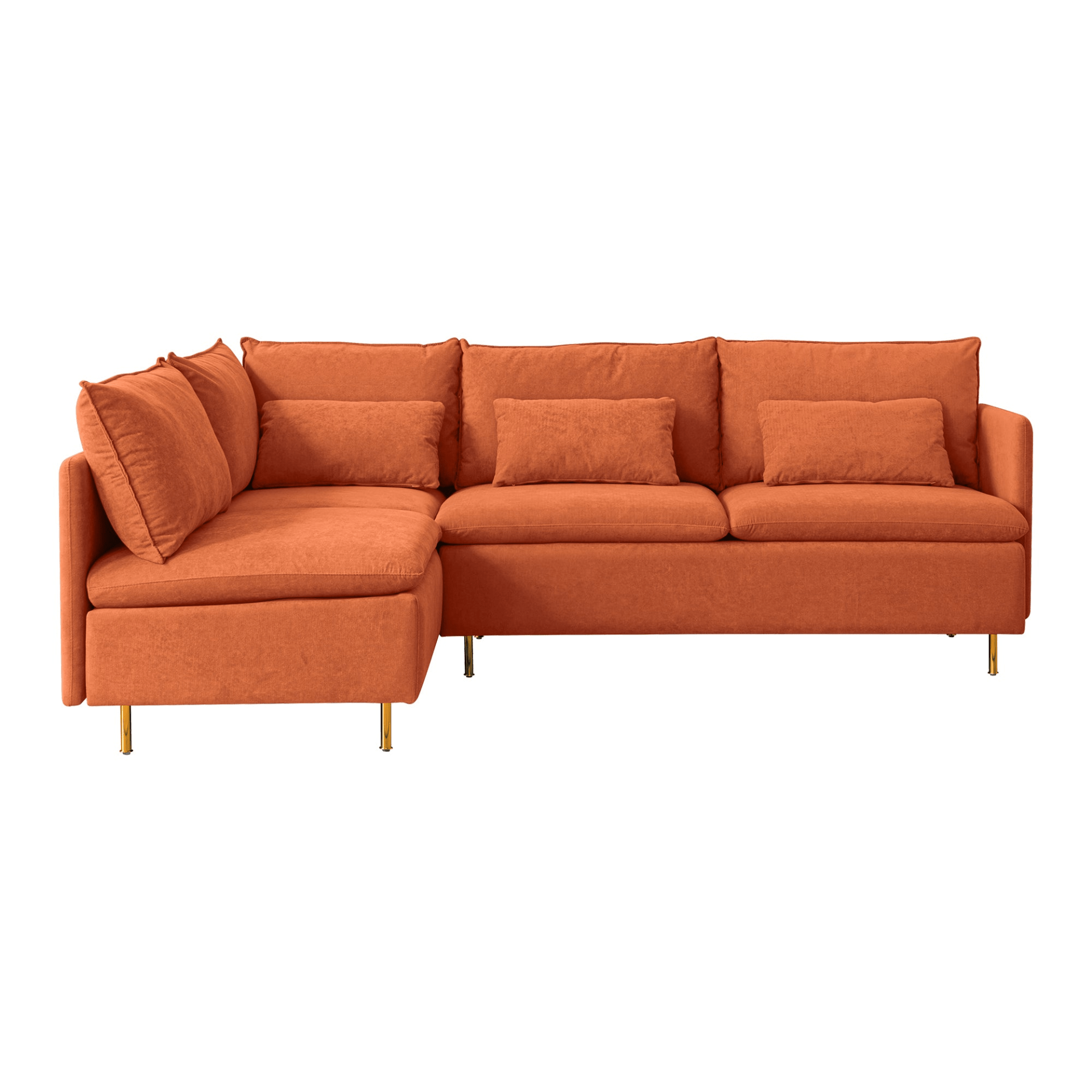 Modular L - Shaped Corner Sofa, Left Hand Sectional Couch | Orange Cotton Linen - 90.9'' - Elegant & Comfortable Seating for Home & Office - CurtisJ Designs