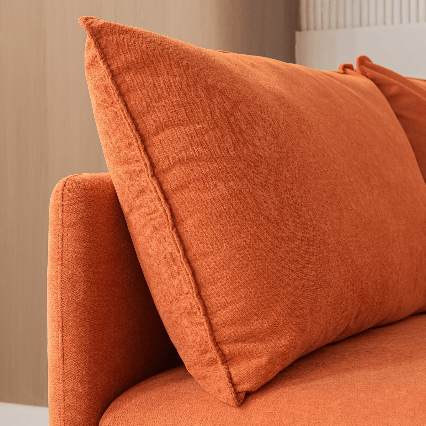 Modular L - Shaped Corner Sofa, Left Hand Sectional Couch | Orange Cotton Linen - 90.9'' - Elegant & Comfortable Seating for Home & Office - CurtisJ Designs