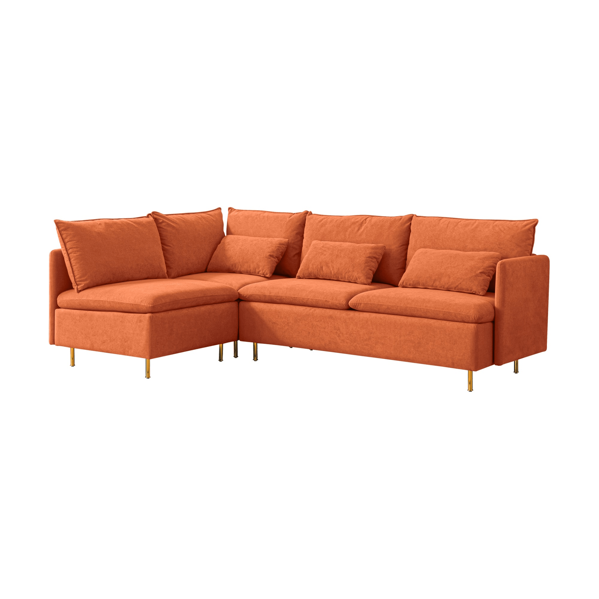 Modular L - Shaped Corner Sofa, Left Hand Sectional Couch | Orange Cotton Linen - 90.9'' - Elegant & Comfortable Seating for Home & Office - CurtisJ Designs