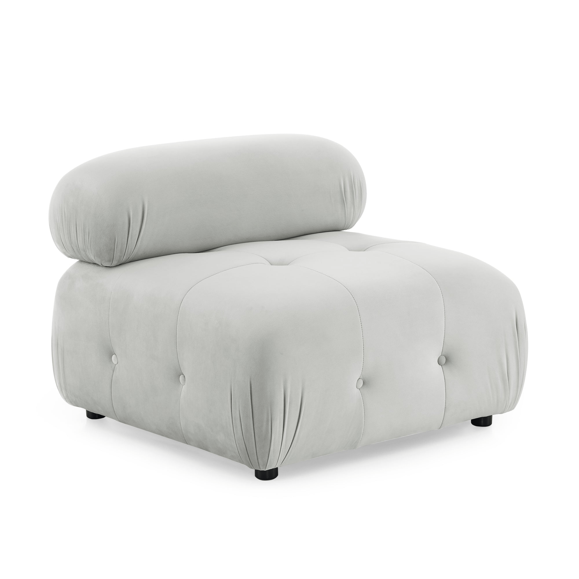 Modular Sectional Sofa - Grey Velvet, Button Tufted, L Shaped with Reversible Ottoman, DIY Combination - CurtisJ Designs