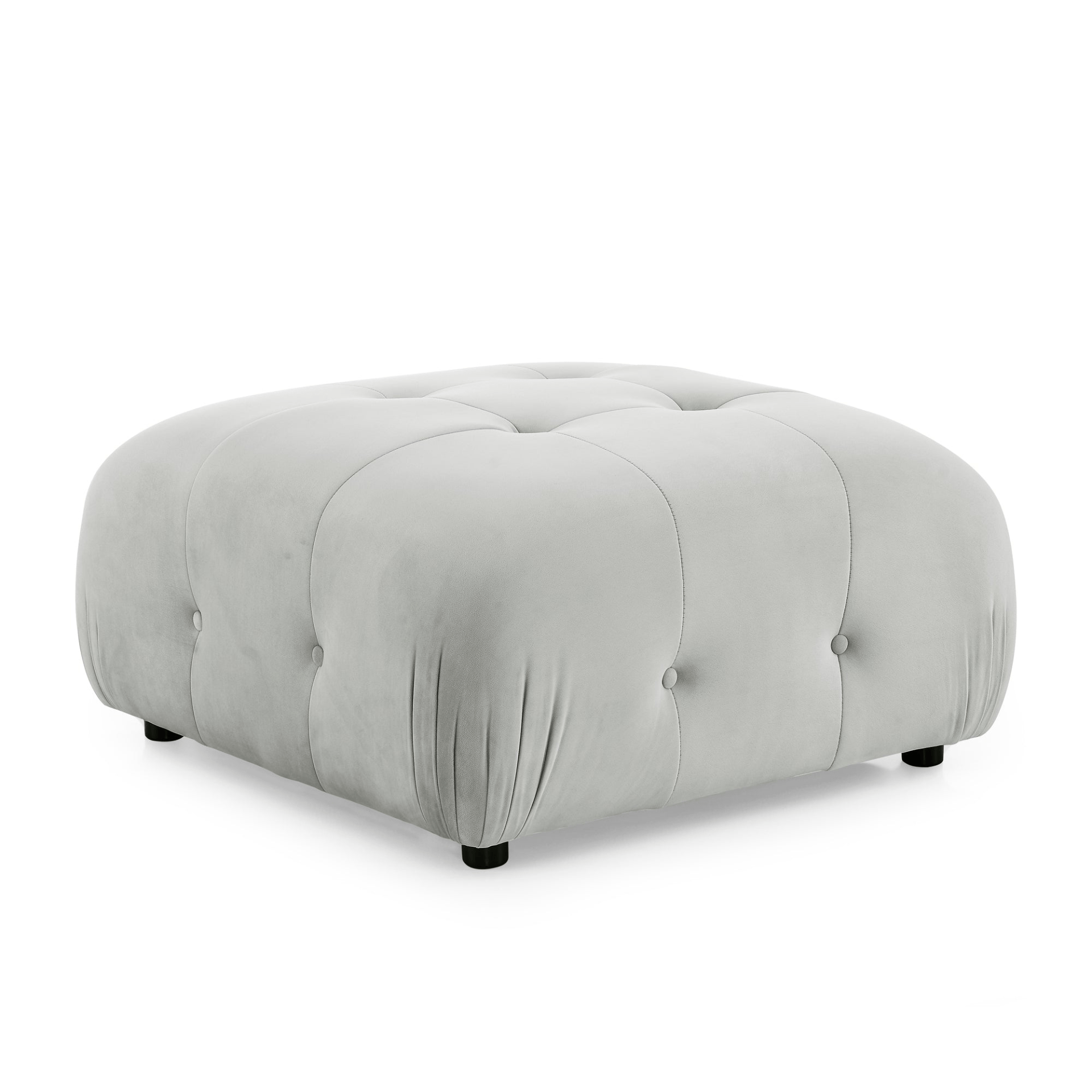 Modular Sectional Sofa - Grey Velvet, Button Tufted, L Shaped with Reversible Ottoman, DIY Combination - CurtisJ Designs