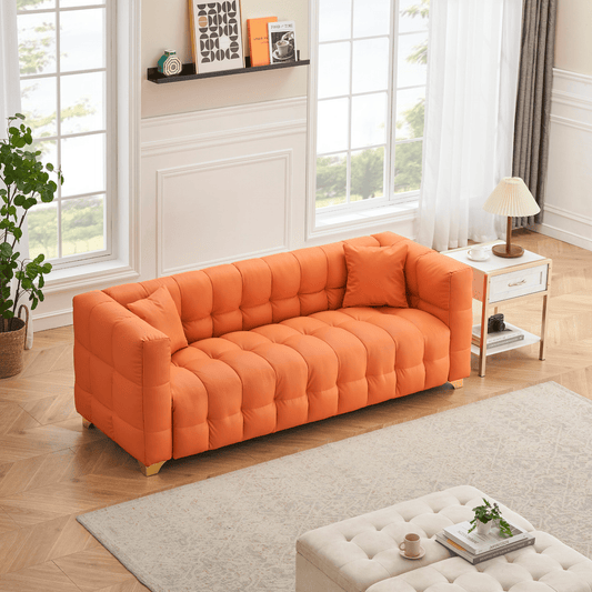 Orange Technology Fabric Sofa - 3 Seats | Waterproof & Stain - Proof | Anti - Cat Paw | 80 Inches Long - CurtisJ Designs