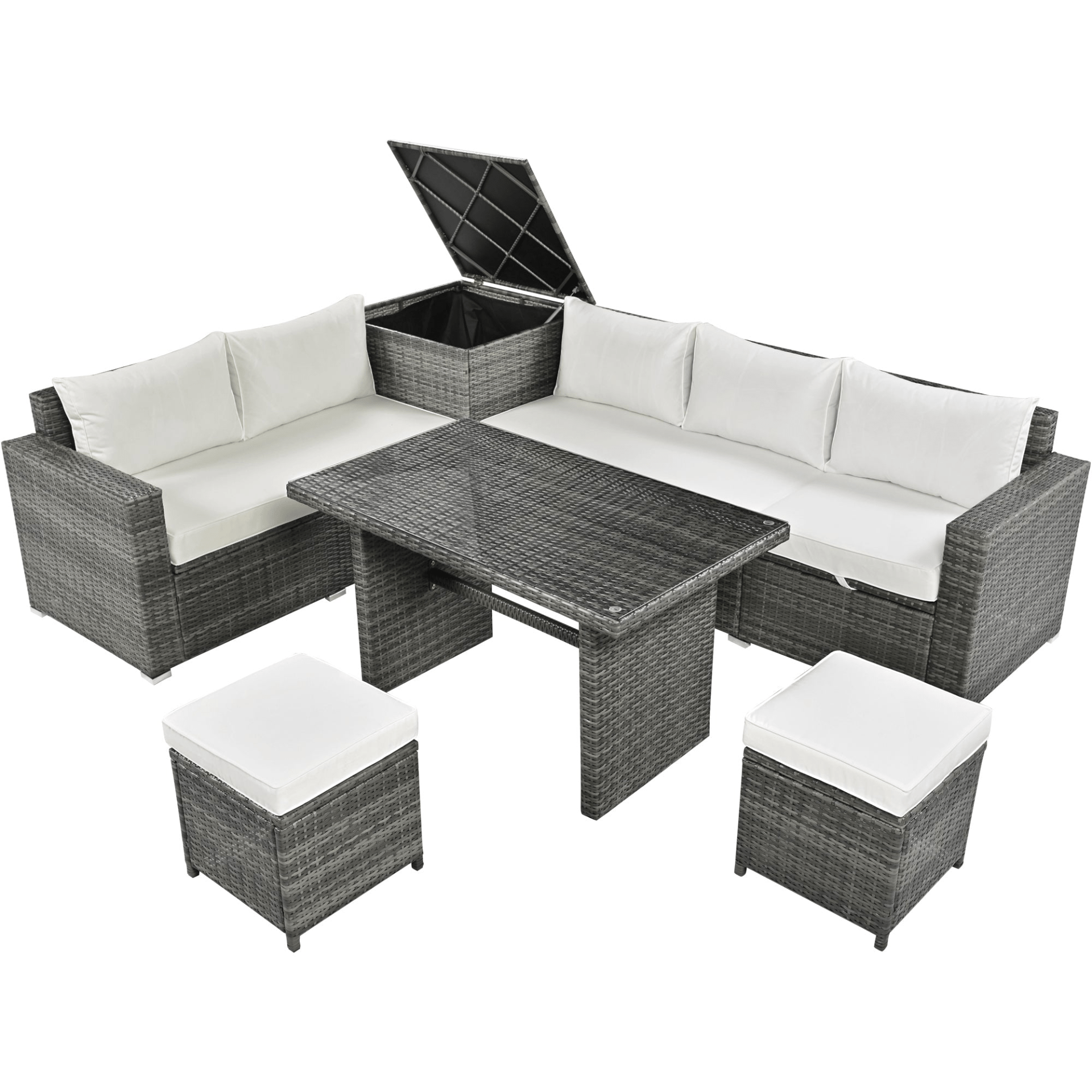 Outdoor 6 - Piece All Weather PE Rattan Sofa Set – Premium Garden Patio Wicker Sectional Furniture - CurtisJ Designs