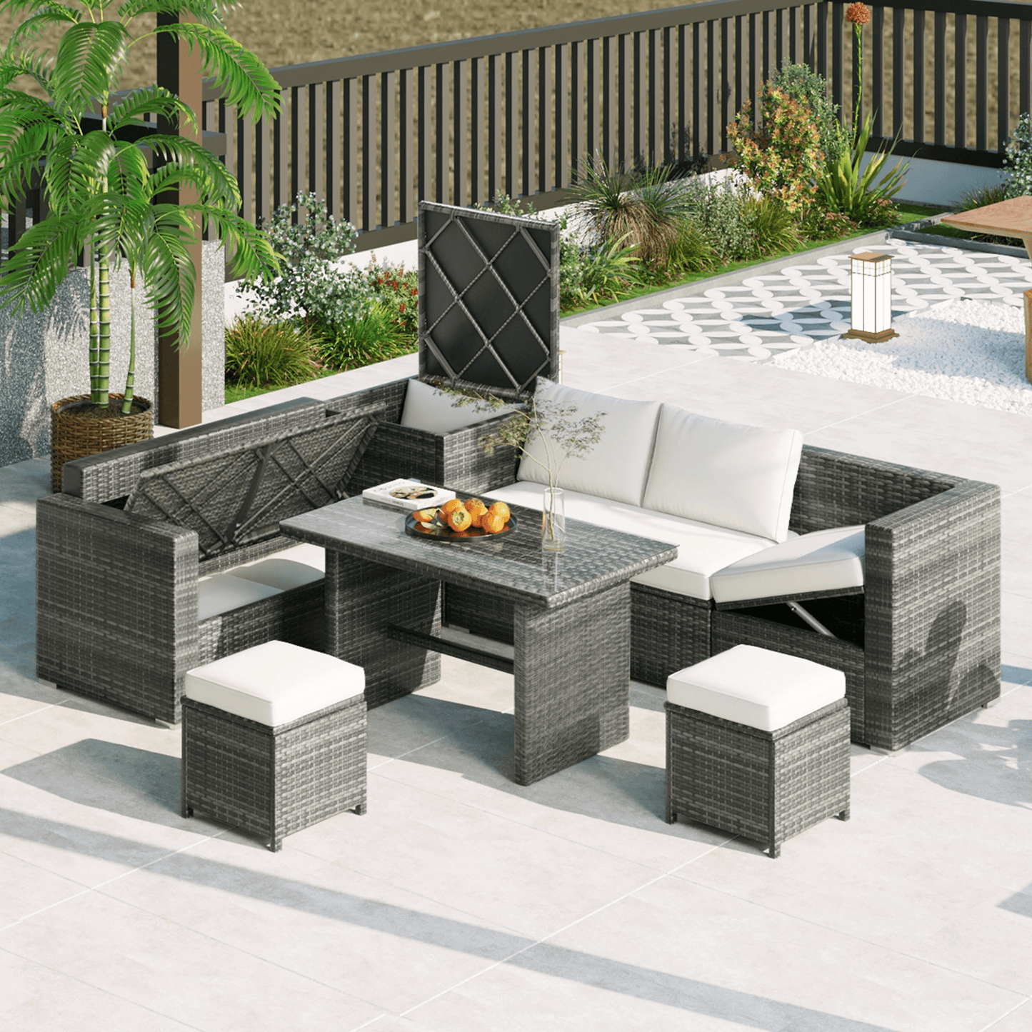 Outdoor 6 - Piece All Weather PE Rattan Sofa Set – Premium Garden Patio Wicker Sectional Furniture - CurtisJ Designs