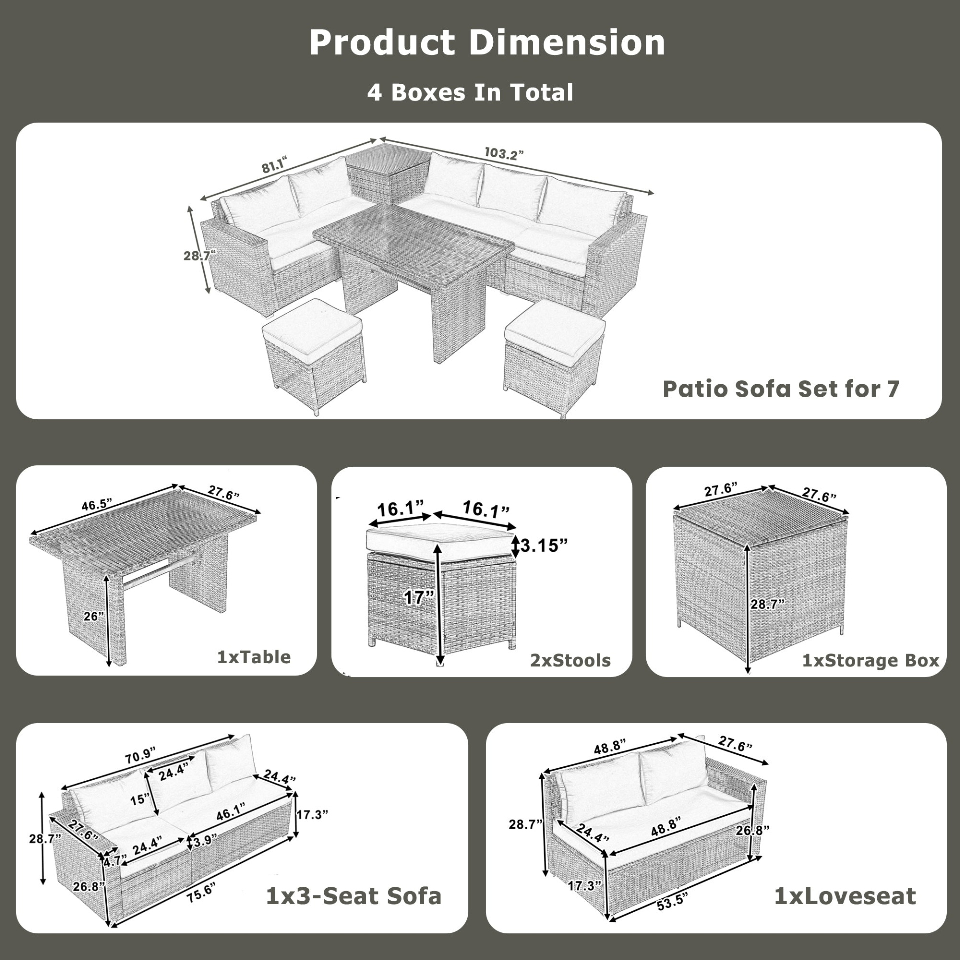 Outdoor 6 - Piece All Weather PE Rattan Sofa Set – Premium Garden Patio Wicker Sectional Furniture - CurtisJ Designs