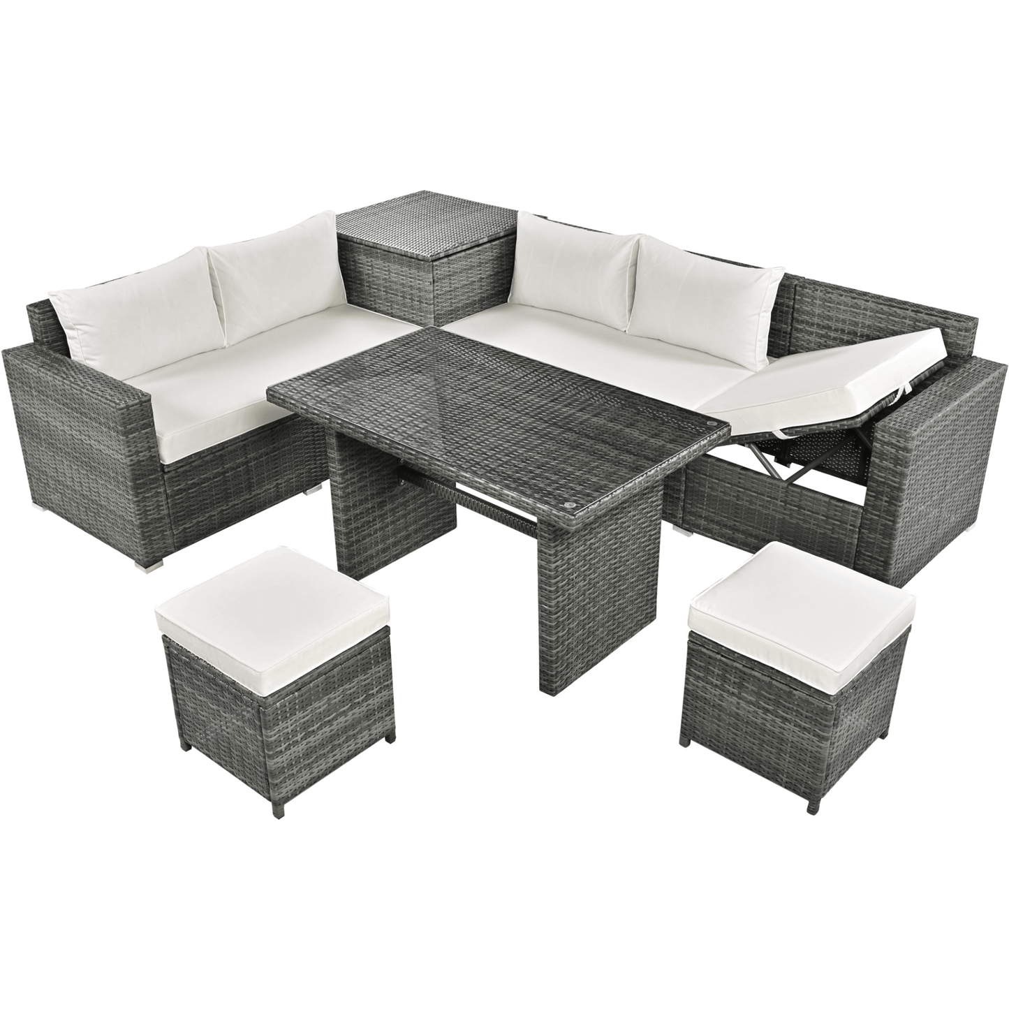 Outdoor 6 - Piece All Weather PE Rattan Sofa Set – Premium Garden Patio Wicker Sectional Furniture - CurtisJ Designs