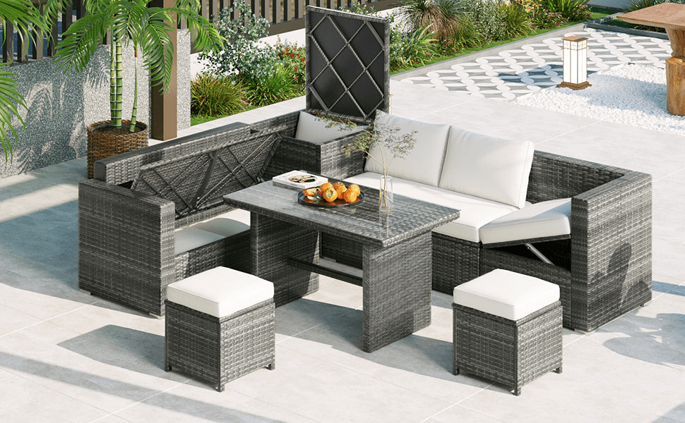 Outdoor 6 - Piece All Weather PE Rattan Sofa Set – Premium Garden Patio Wicker Sectional Furniture - CurtisJ Designs