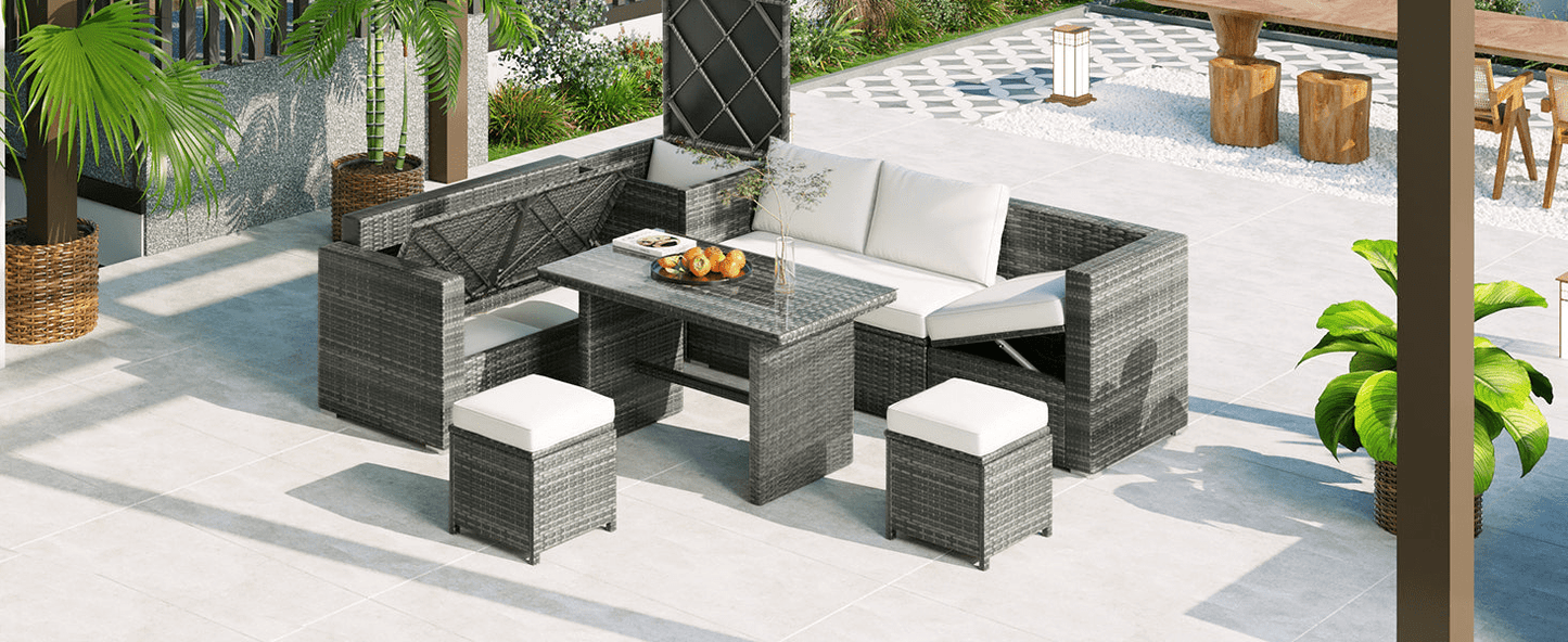 Outdoor 6 - Piece All Weather PE Rattan Sofa Set – Premium Garden Patio Wicker Sectional Furniture - CurtisJ Designs