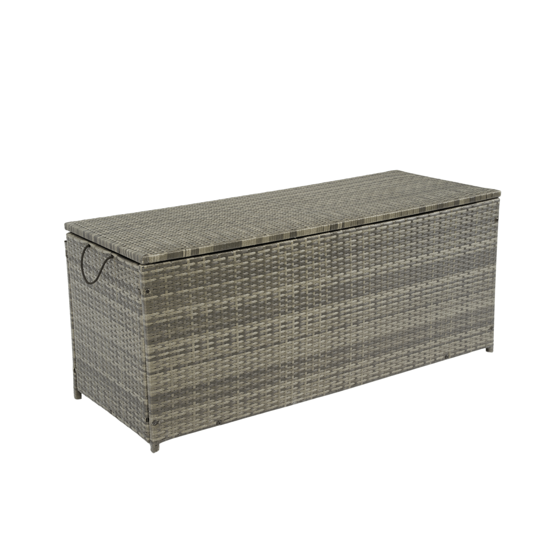 Outdoor Storage Box, 113 Gallon Wicker Patio Deck Boxes with Lid - Grey Wicker - CurtisJ Designs