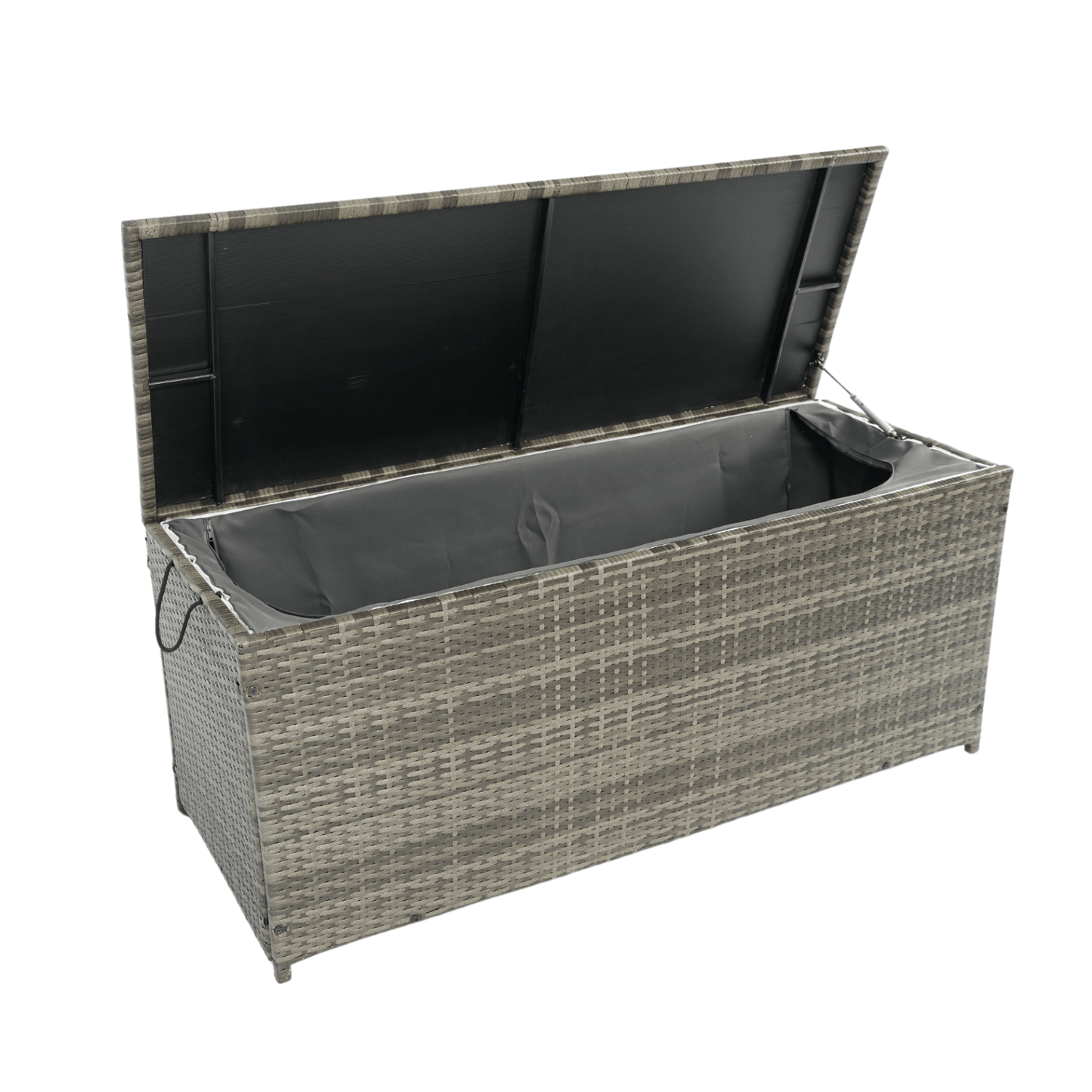 Outdoor Storage Box, 113 Gallon Wicker Patio Deck Boxes with Lid - Grey Wicker - CurtisJ Designs