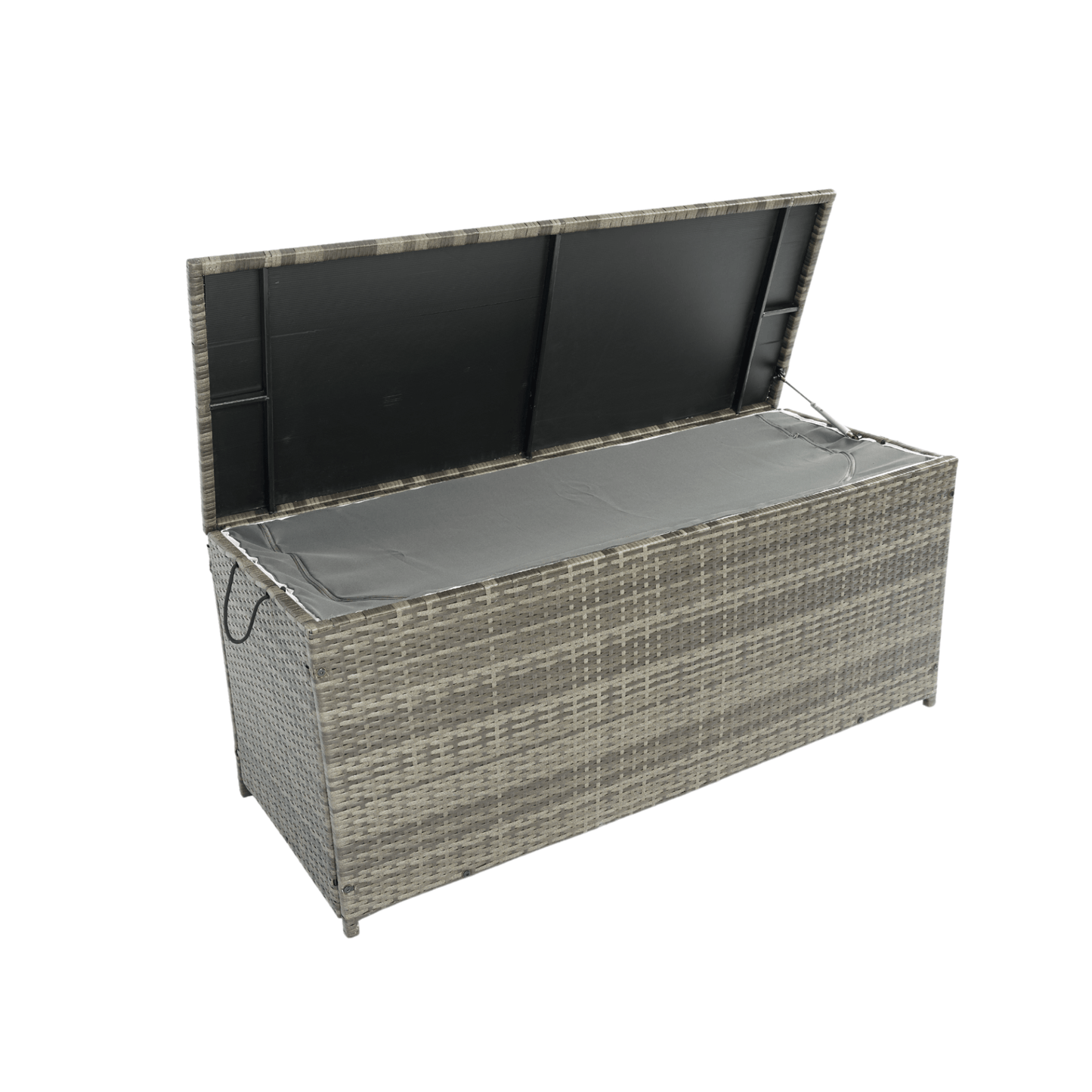 Outdoor Storage Box, 113 Gallon Wicker Patio Deck Boxes with Lid - Grey Wicker - CurtisJ Designs