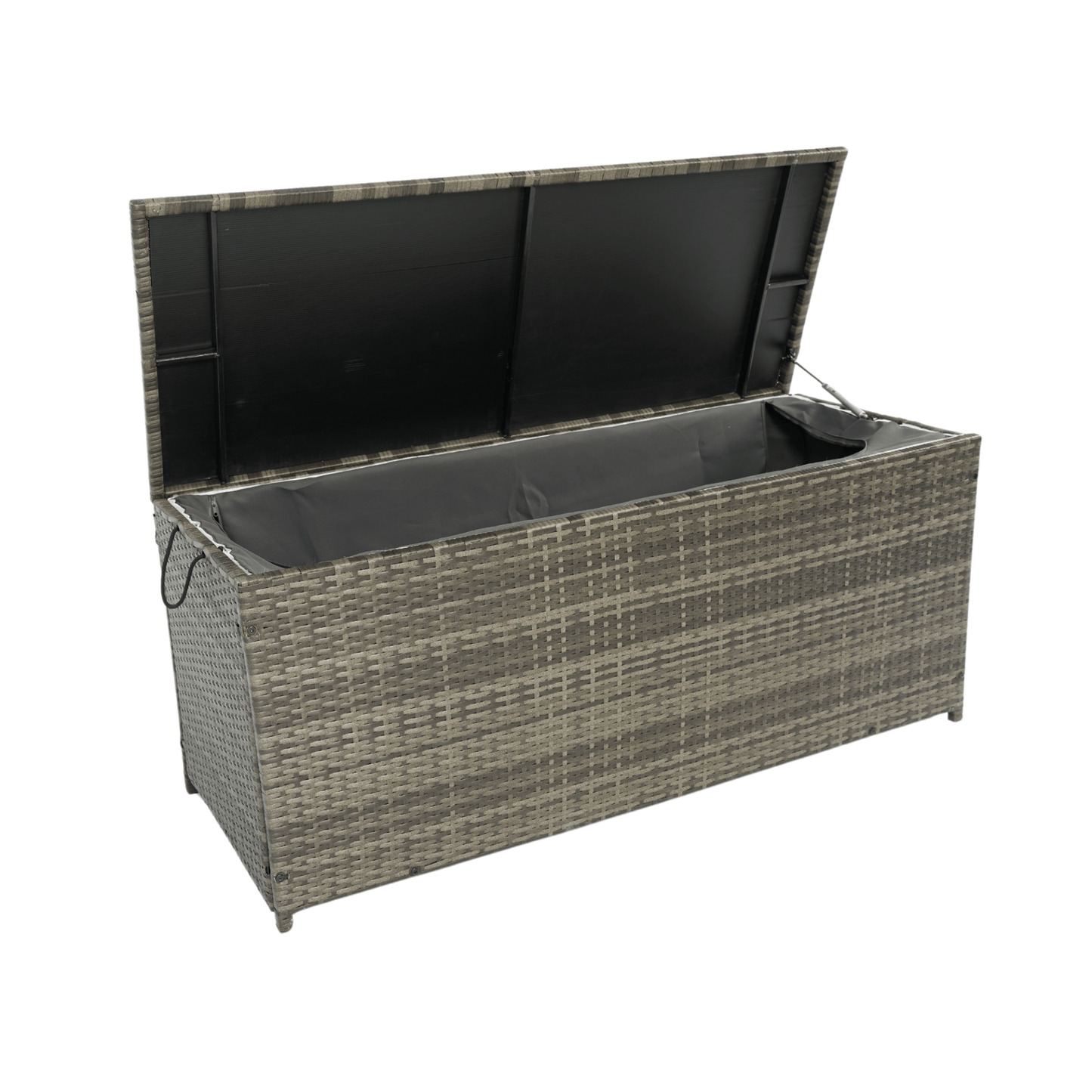 Outdoor Storage Box, 113 Gallon Wicker Patio Deck Boxes with Lid - Grey Wicker - CurtisJ Designs