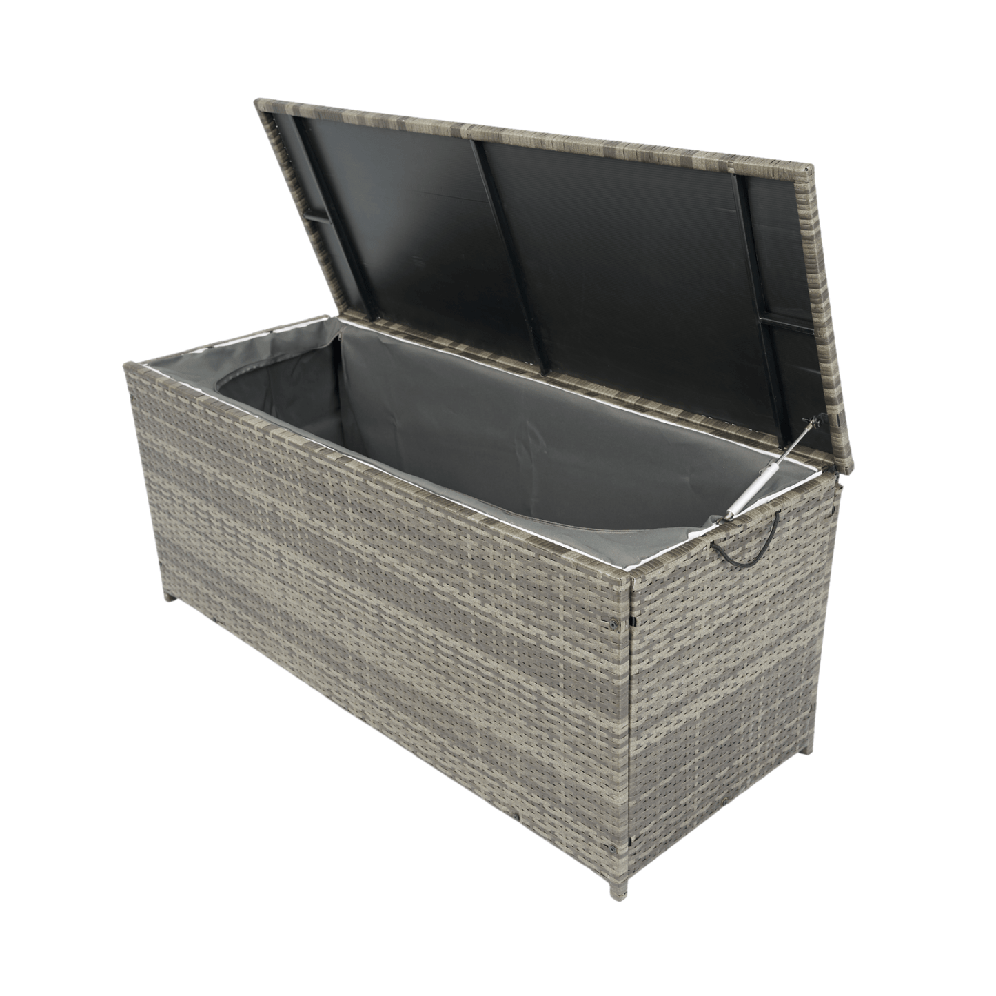 Outdoor Storage Box, 113 Gallon Wicker Patio Deck Boxes with Lid - Grey Wicker - CurtisJ Designs