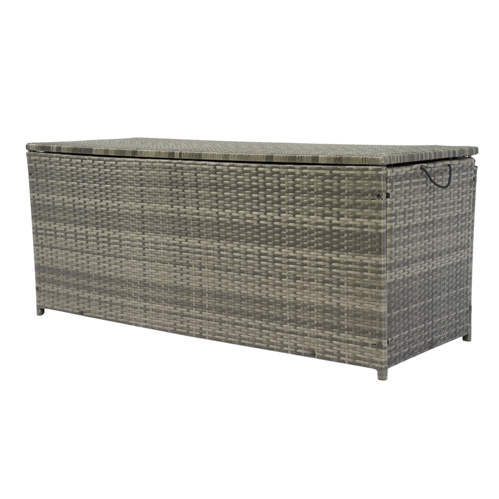 Outdoor Storage Box, 113 Gallon Wicker Patio Deck Boxes with Lid - Grey Wicker - CurtisJ Designs