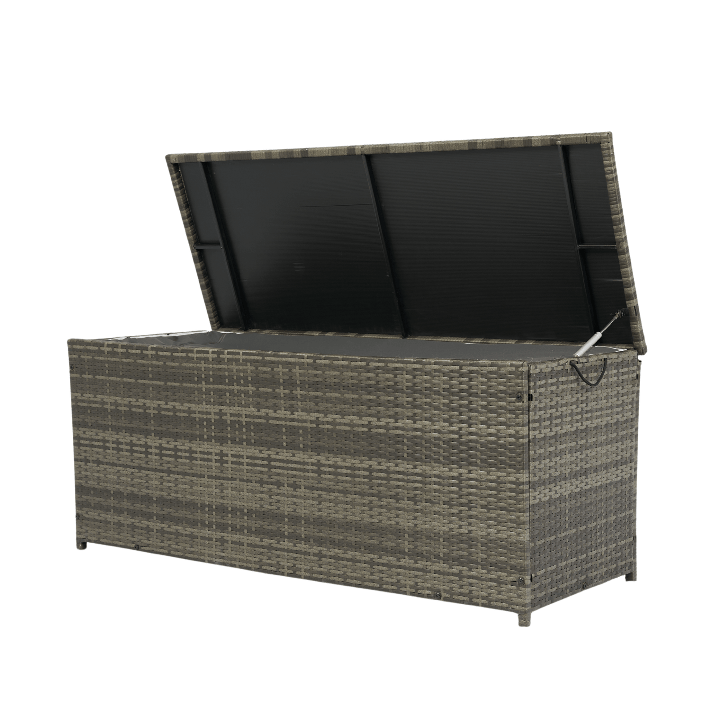 Outdoor Storage Box, 113 Gallon Wicker Patio Deck Boxes with Lid - Grey Wicker - CurtisJ Designs