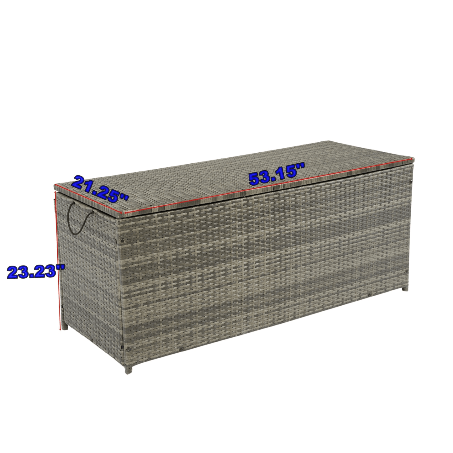 Outdoor Storage Box, 113 Gallon Wicker Patio Deck Boxes with Lid - Grey Wicker - CurtisJ Designs