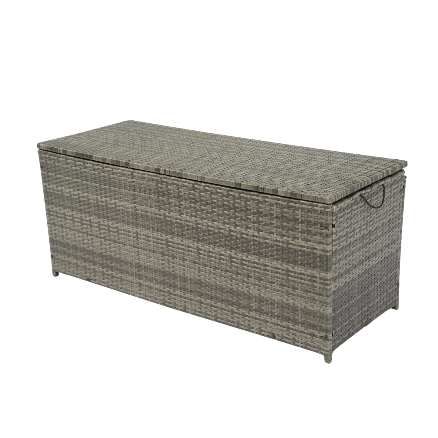 Outdoor Storage Box, 113 Gallon Wicker Patio Deck Boxes with Lid - Grey Wicker - CurtisJ Designs