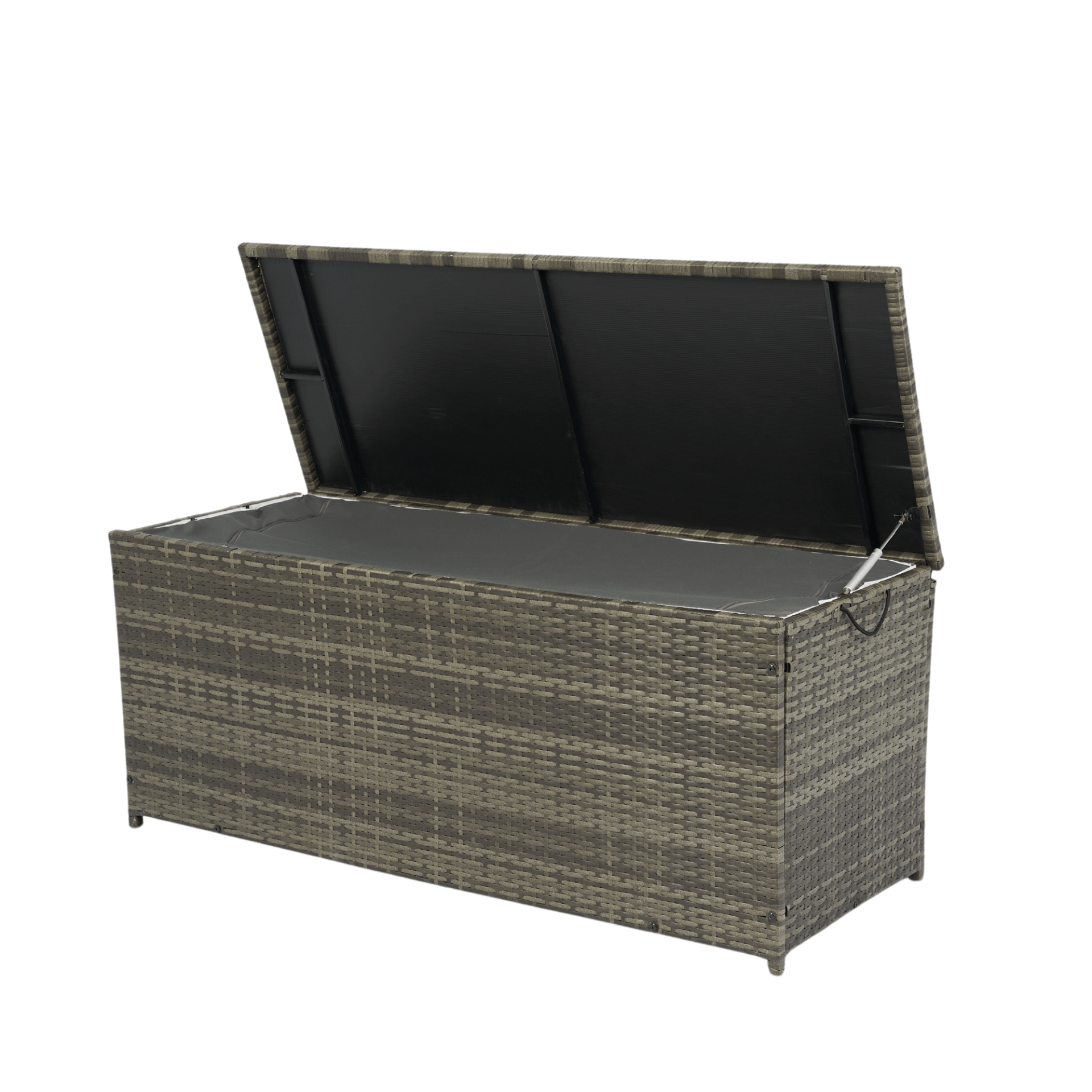 Outdoor Storage Box, 113 Gallon Wicker Patio Deck Boxes with Lid - Grey Wicker - CurtisJ Designs